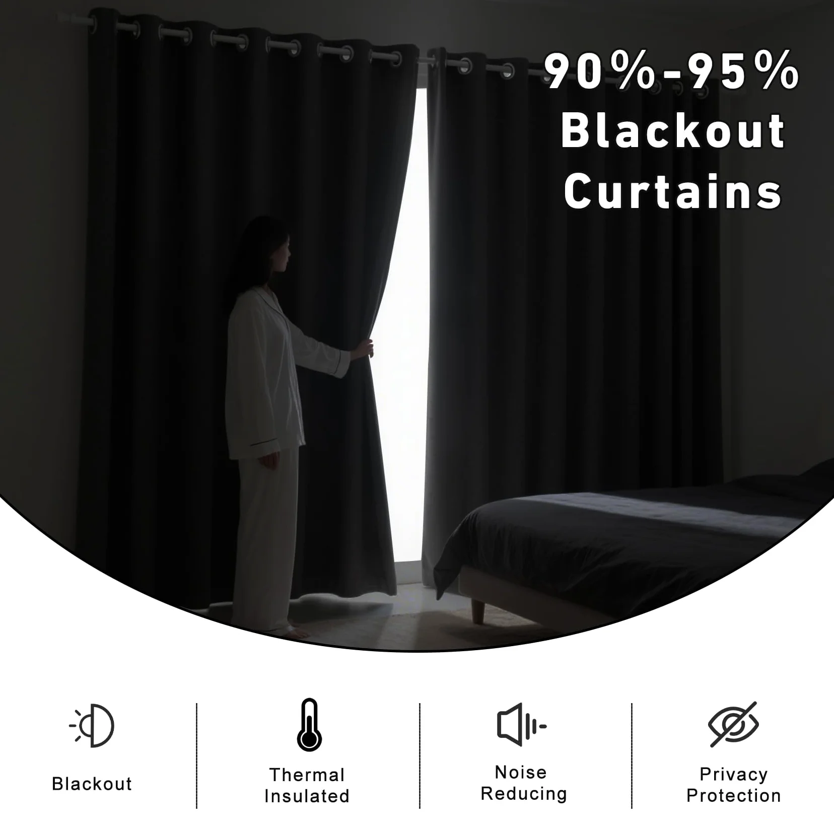 Rideau Zen - Rideau Occultant Thermiques Jardin Zen Spa Méditation Japonaise, Lot de 2 Rideaux à Oeillets pour Decoration Chambre Salon, Draperies Intérieurs Fenetre, 140x240 cm (LxH)