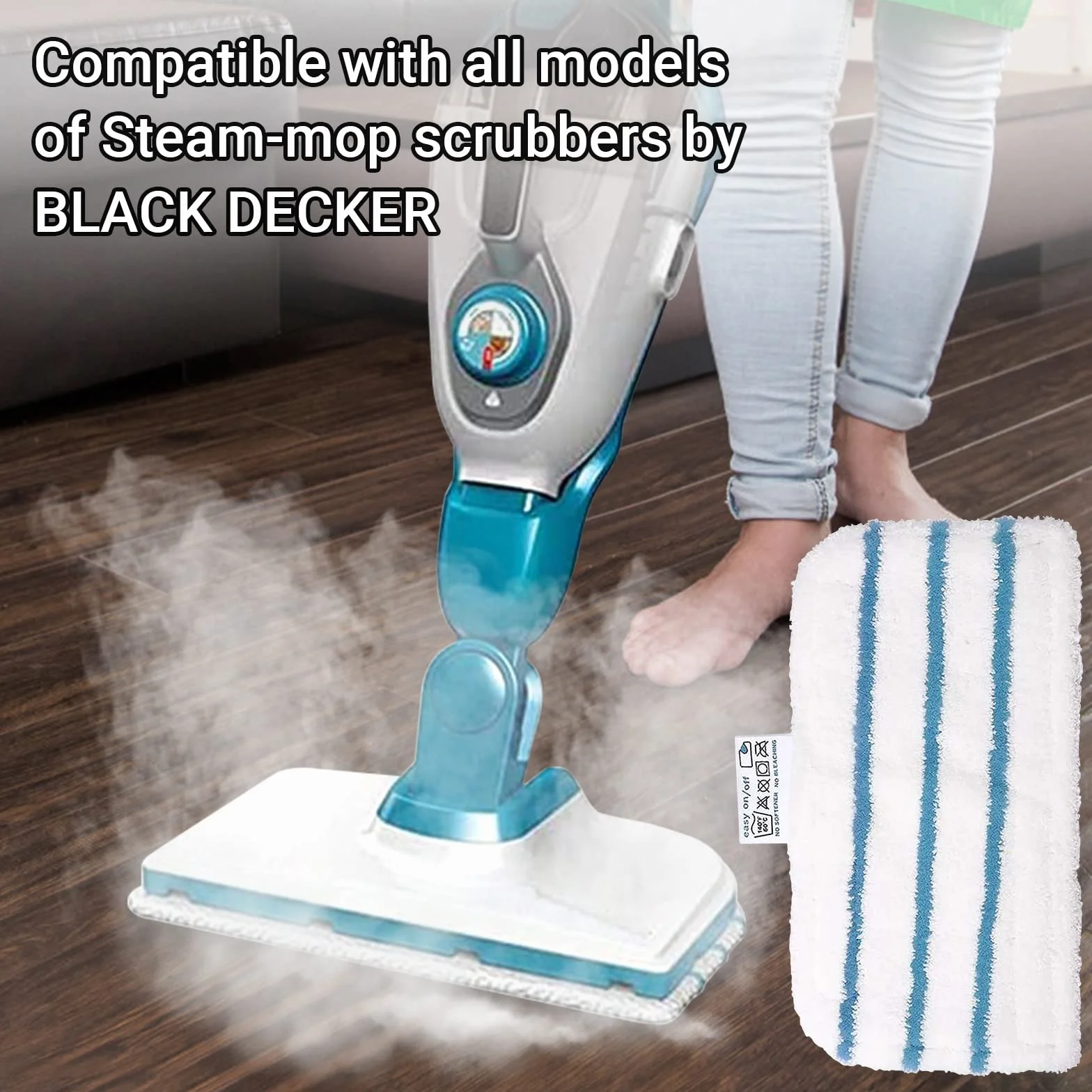 Lingettes pour Black et Decker Balais Vapeur, Accessoire pour FSM1630, FSM1616, FSMH13E5, FSM1321, FSM1605, FSMH13151SM, FSMP20, FSM1620, FSM1621, FSM1630, FSM1500