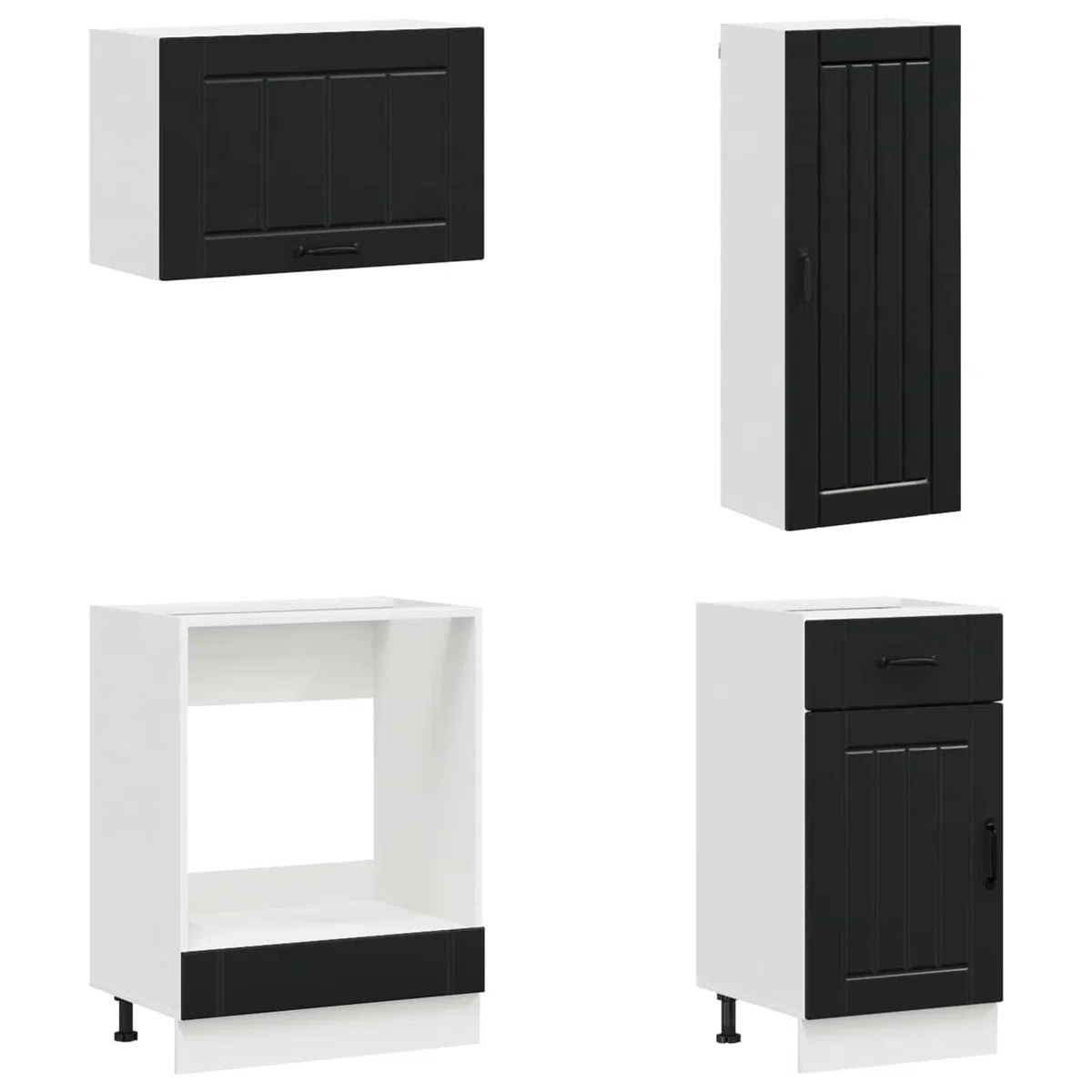 Lucca Lot de 8 armoires de cuisine en bois noir