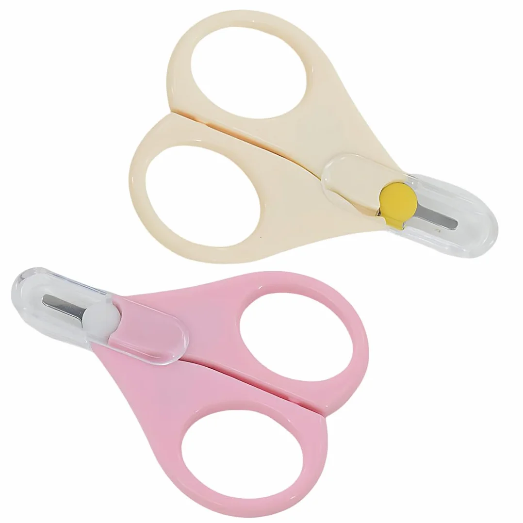 Ciseaux à Ongles pour Bébé Sécurisés 2 Pièces Rose Beige