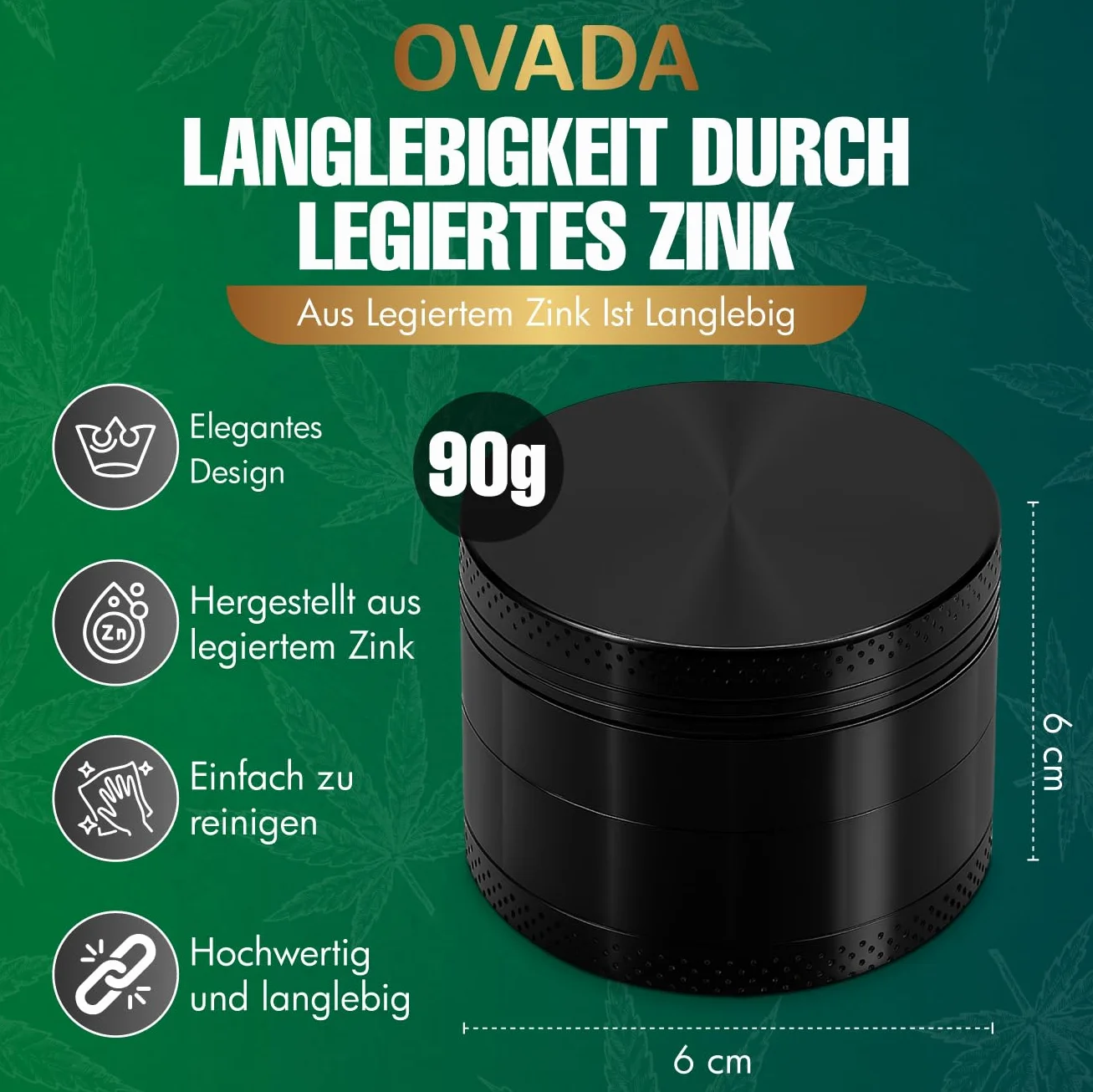 Lot de 4 broyeurs en acier inoxydable 50 mm pour épices et herbes - Noir
