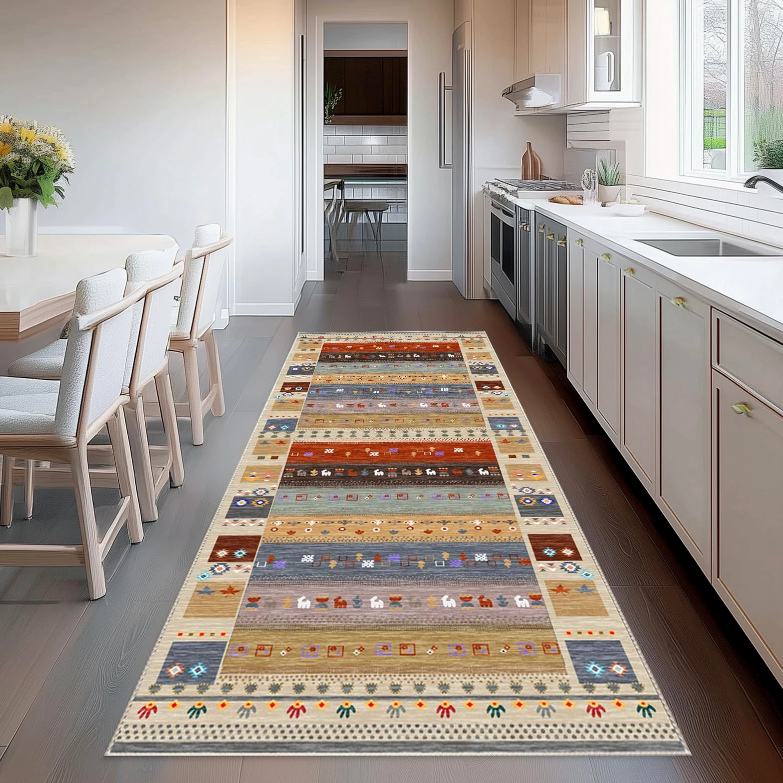 Tapis de Cuisine Devant Evier Lavable Antiderapant Tapis Couloir Long Tapis de Passage Couloir Paillasson 40 x 400 cm tapis d'entrée Interieur pour Couloir, Cuisine, Entrée, Tapis de Salle de Bain