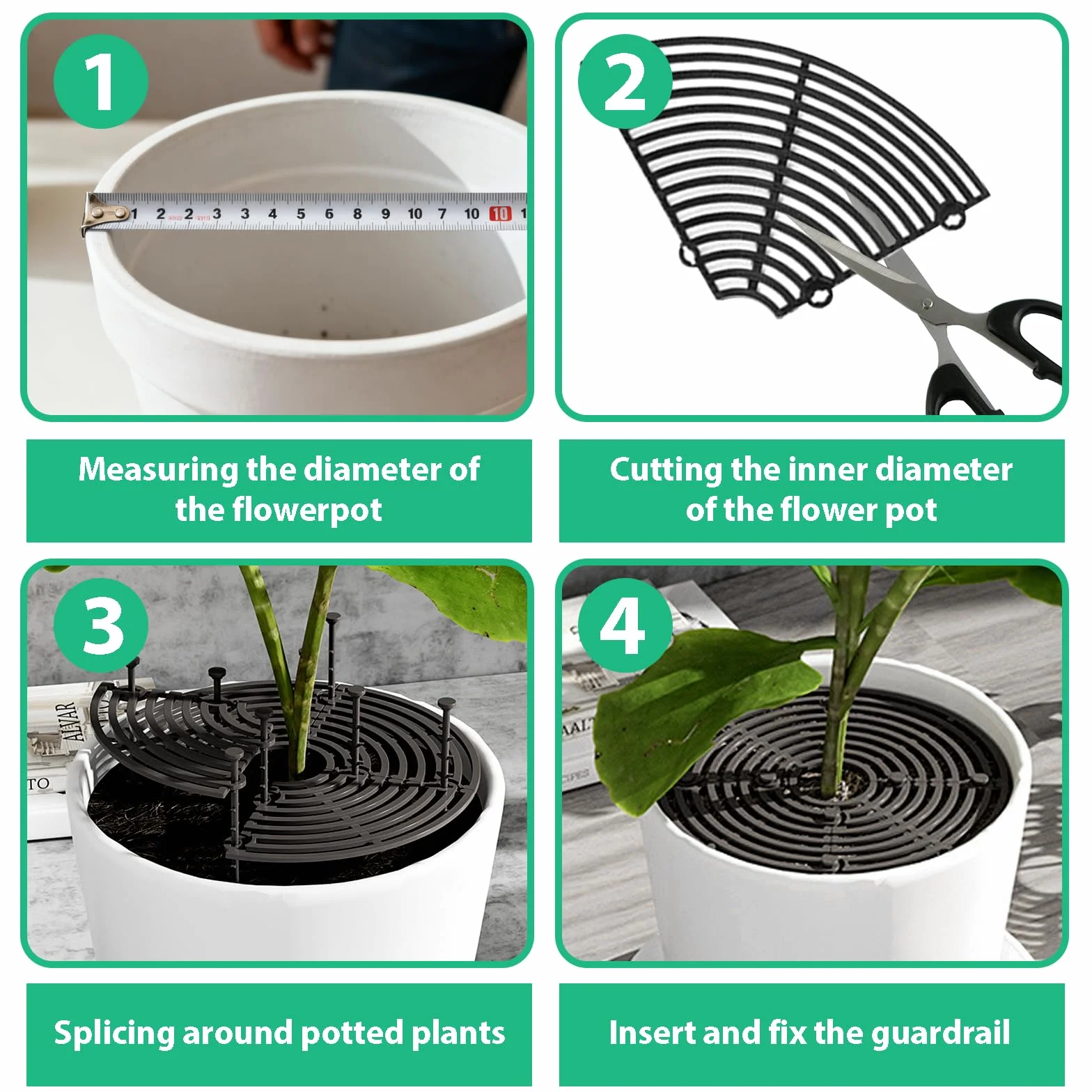 Grille de Protection pour Plantes 30 cm, Cache-Pot Réglable avec Kit Fixation ABS, Protège contre Chats et Animaux Domestiques