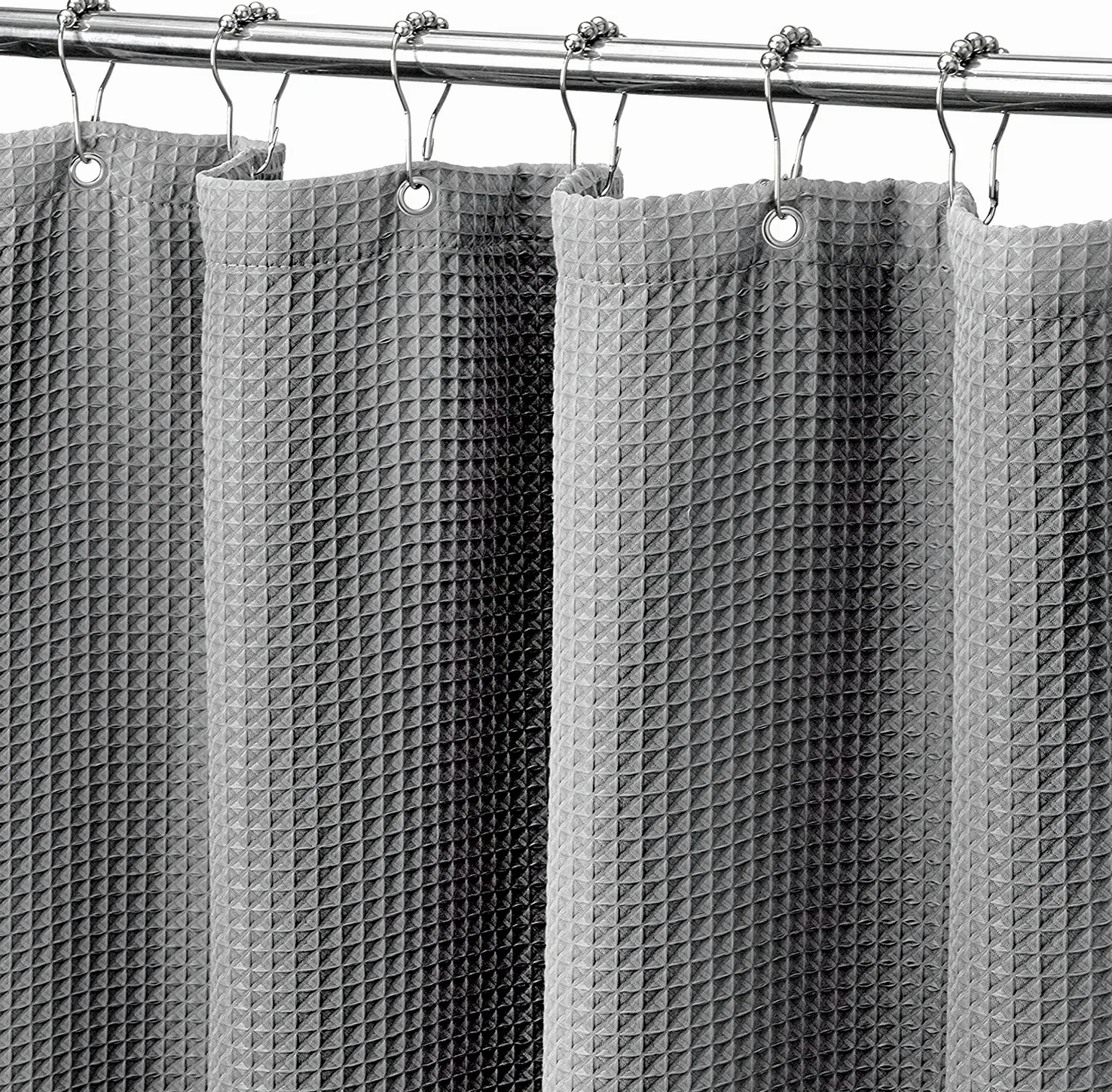 MISS SELECTEX Rideau de douche extra large en tissu épais gaufré pour salle de bain, rideau de douche en tissu imperméable et durable lavable en machine (450 x 183 cm, gris)