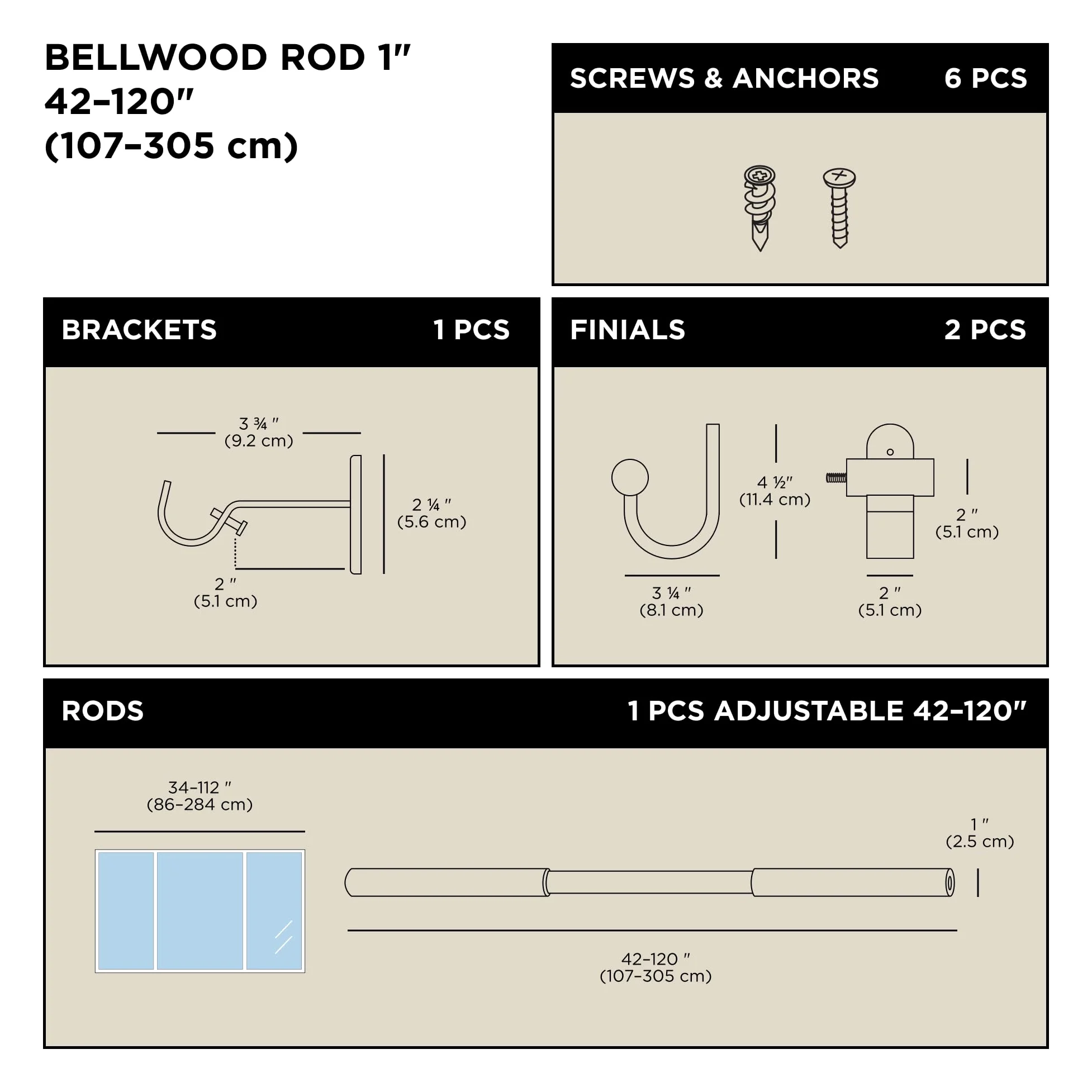 'Bellwood Rod 1'' 42-120 WHT/NAT'