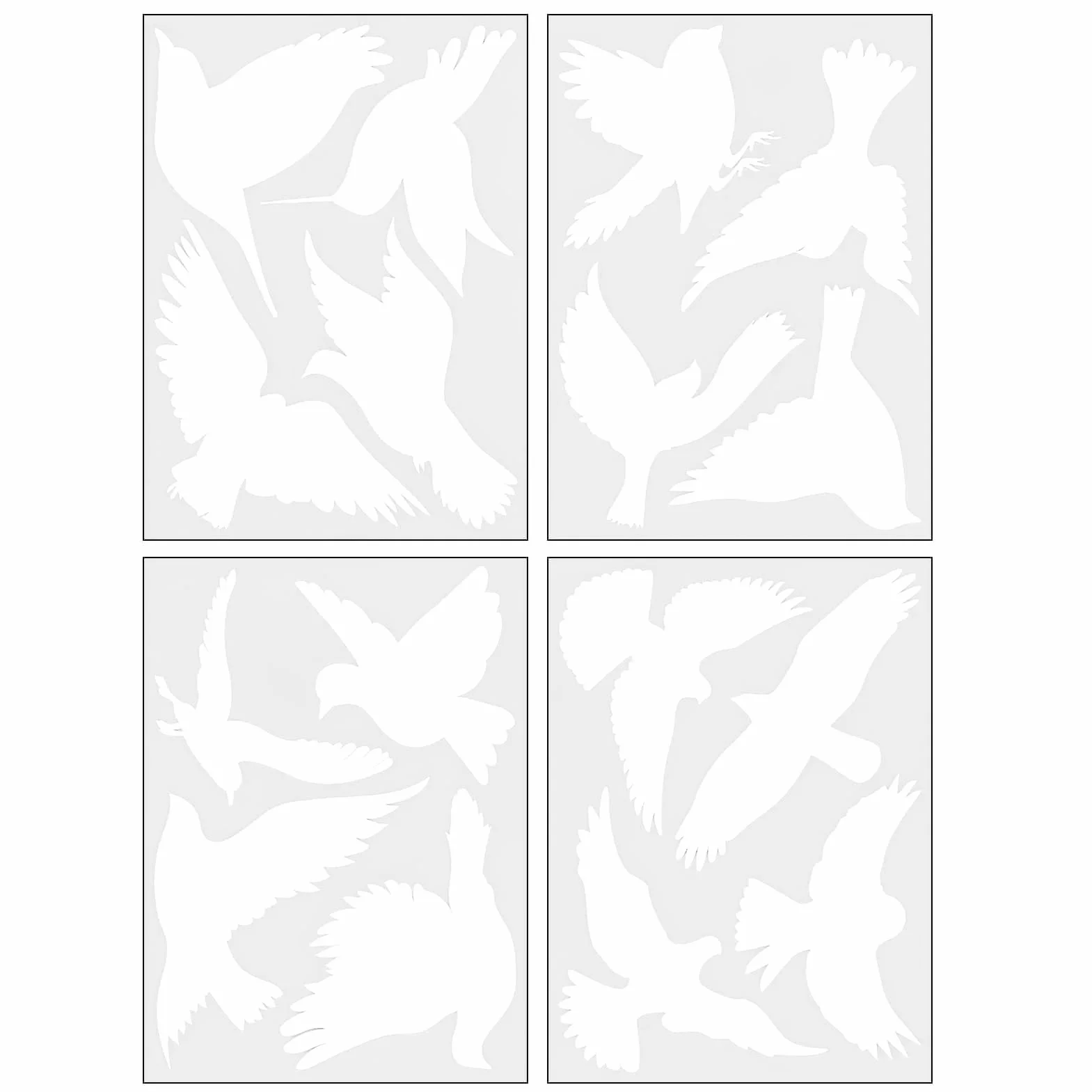 Autocollants Anti-Collision Oiseaux 16 Stickers Réutilisables Électrostatiques Grands Formats Translucides Fenêtres Portes Vitrées