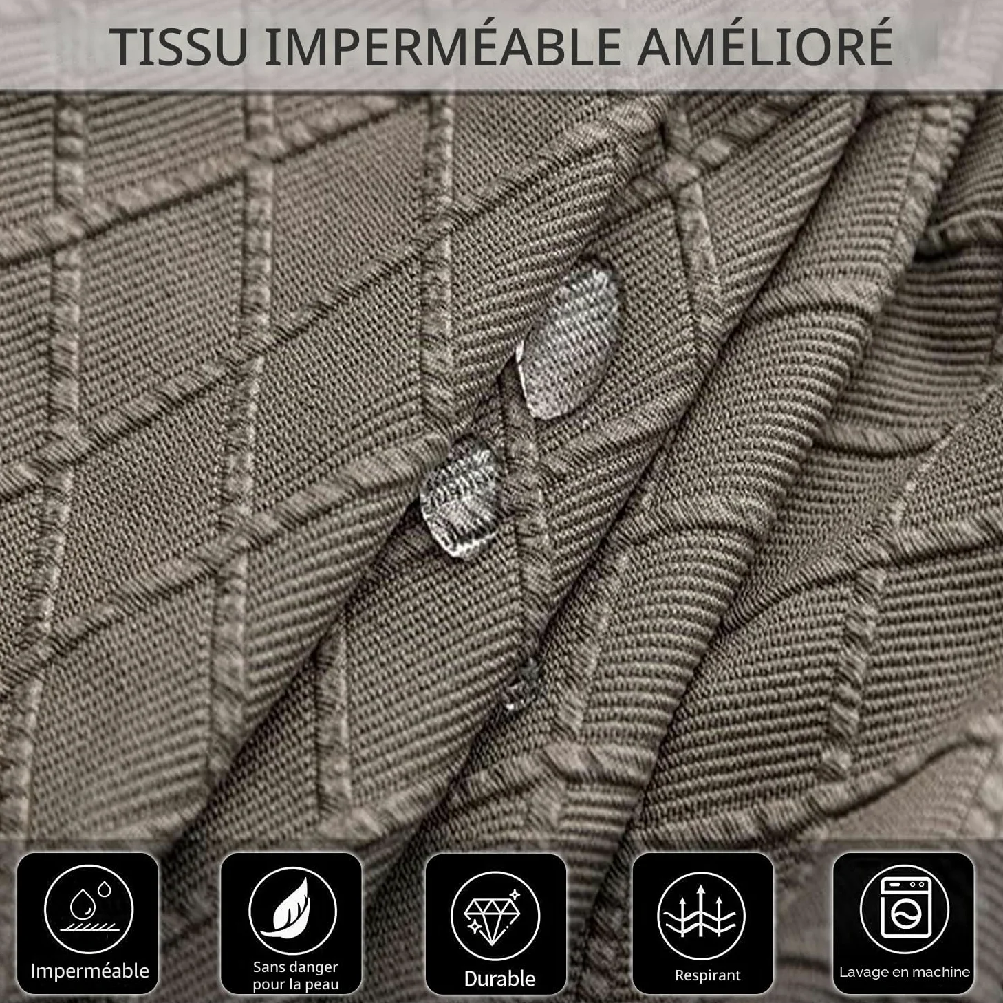 1/2/4/6 PCS Diamond Lattice Stretch Imperméable XL Housses de Chaise pour Salle à Manger, Spandex Haut Dossier Grande Chaise de Salle à Manger Housses(Taupe,6 pièce)