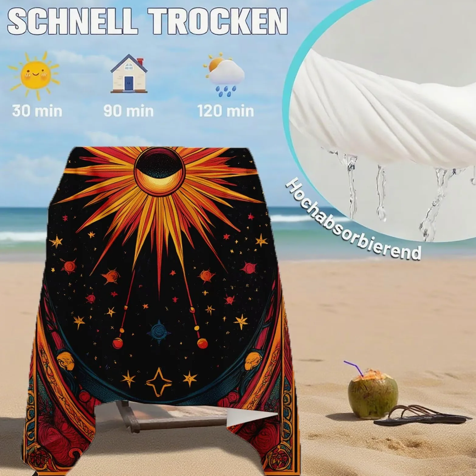 Serviette de Plage XXL 90x200,Abstrait Serviette Plage Microfibre avec Séchage Rapide, Anti-Sable, Absorbante Fonction Design pour Vacances Piscine Pique-Nique Voyages Yoga, Cadeau Femme Q-725