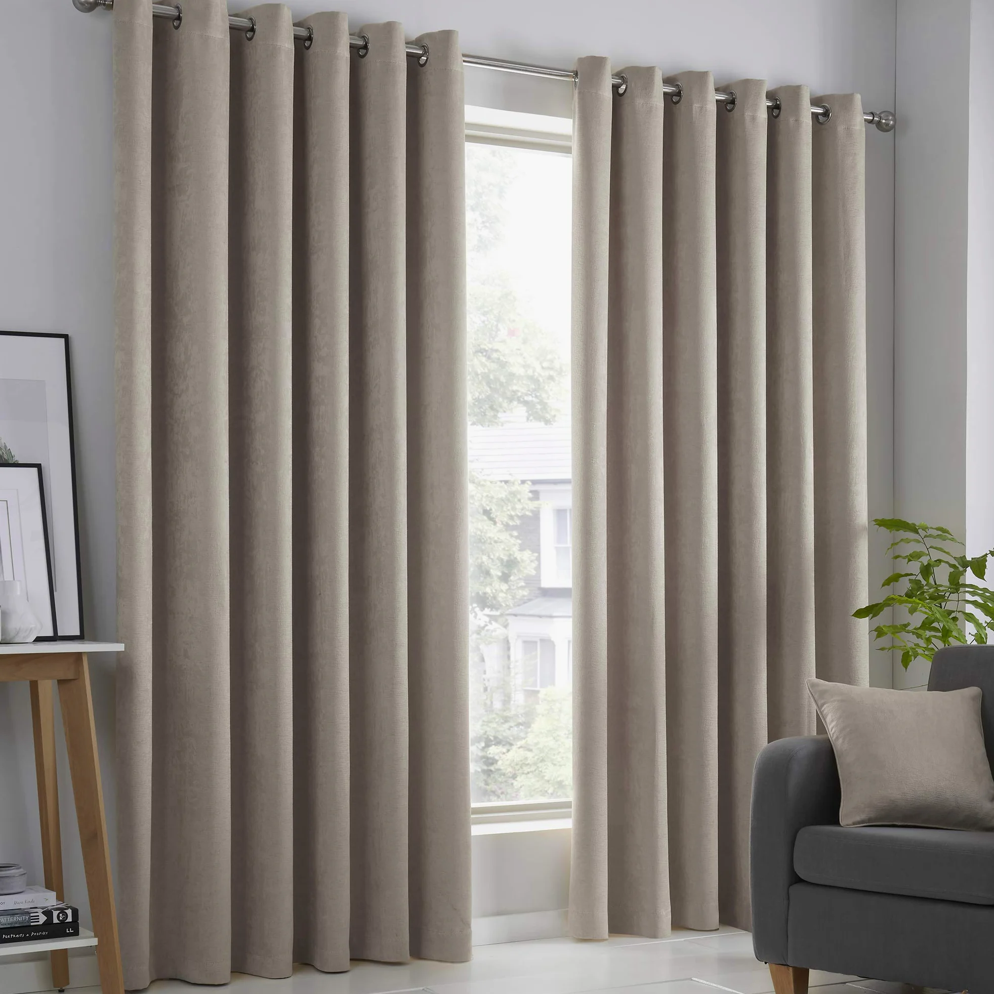 Fusion - Strata – Paire de Rideaux Occultants à œillets, 90" Width x 72" Drop (229 x 183cm), naturel