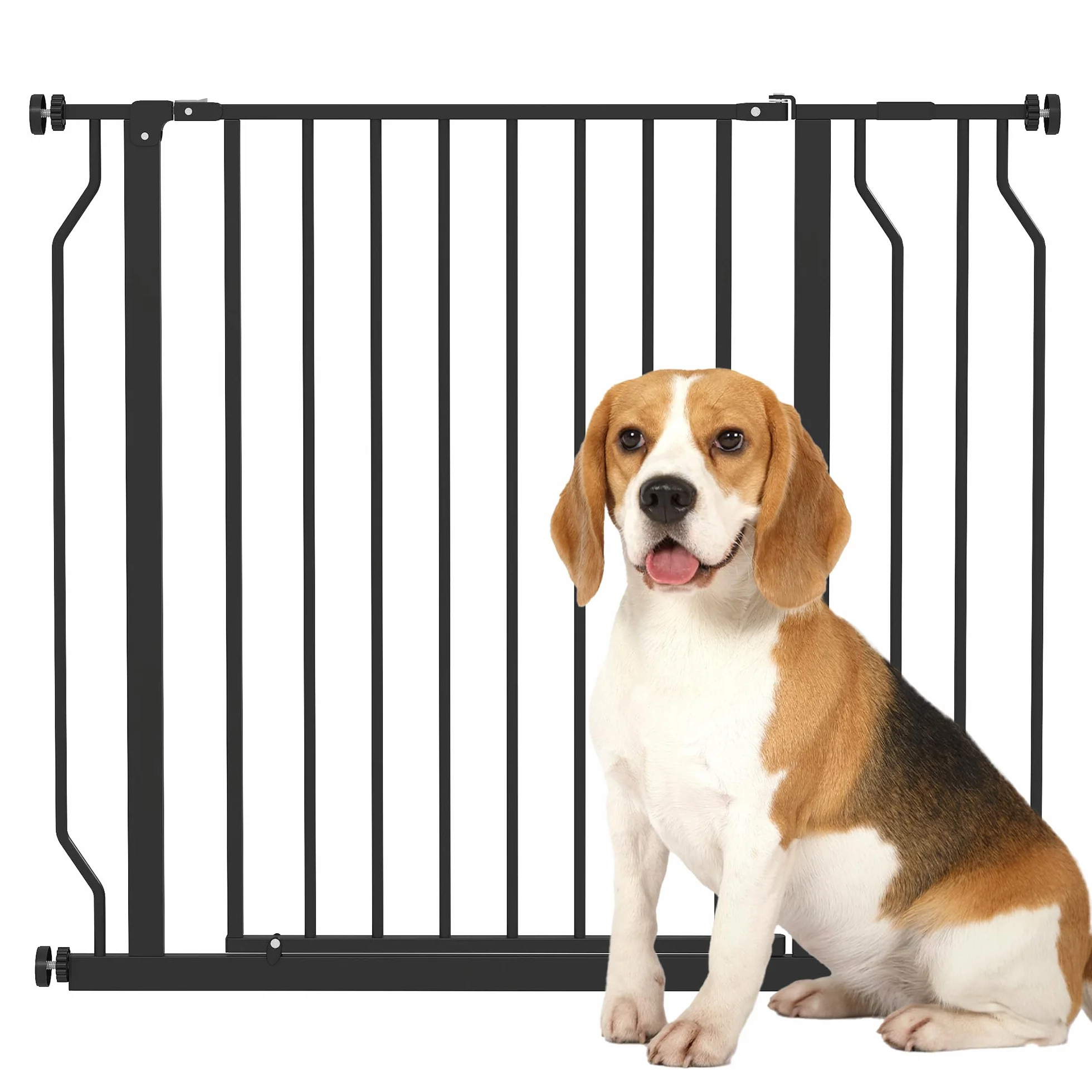 PawHut Barrière de sécurité Chien extensible 75-95 x 76 cm Acier ABS Noir