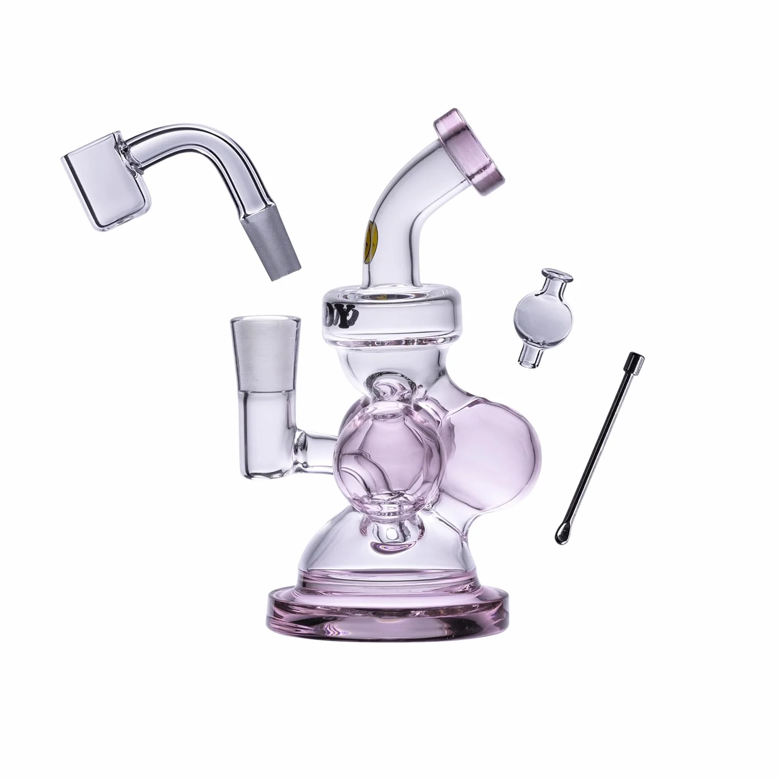 Goody Glass Atom Mini Dab Rig 4Piece Kit Bong Pipe à eau - Rose