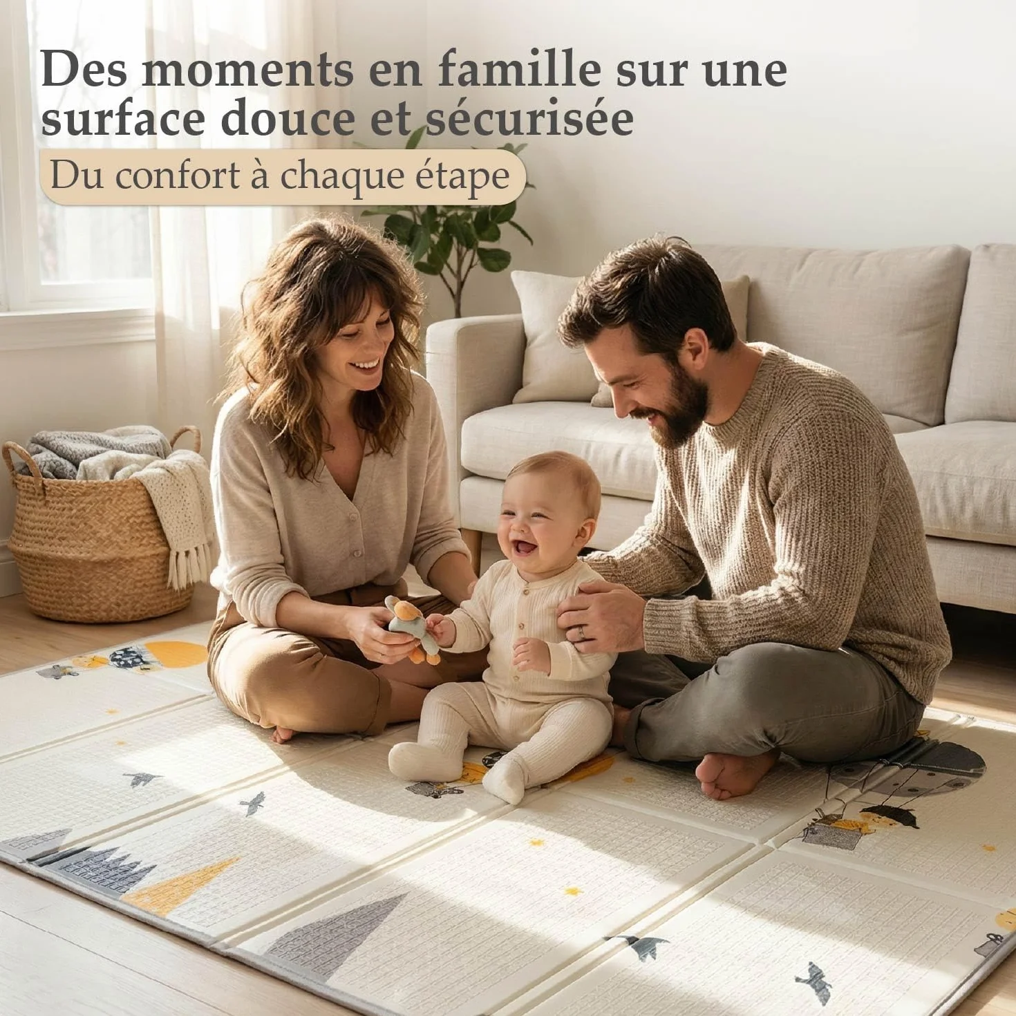 Tapis Éveil Bébé Pliable Réversible 180x150 cm Motricité Mousse Épais Imperméable Non Toxique