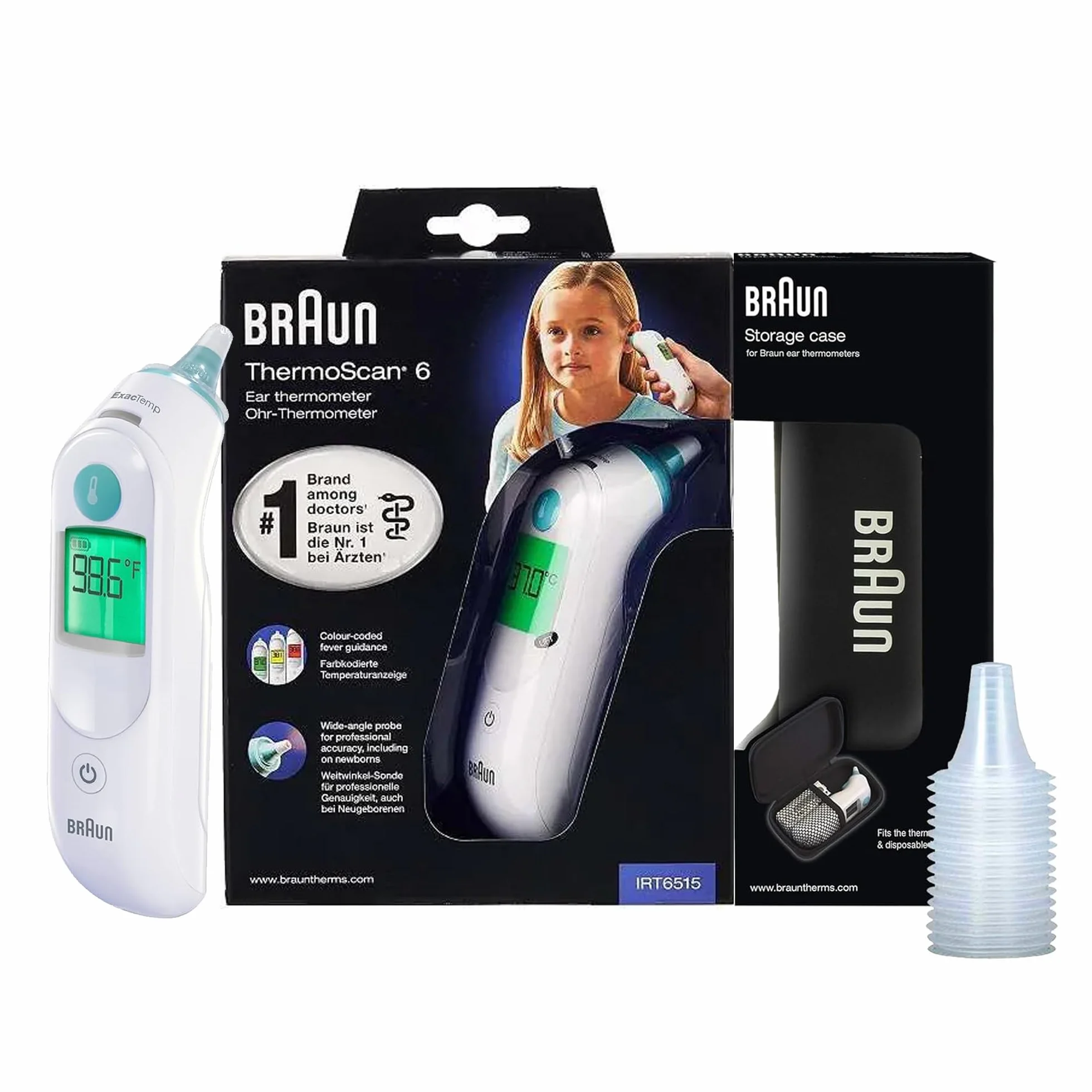 Braun ThermoScan 6 IRT6515 Thermomètre auriculaire numérique pour adultes bébés enfants