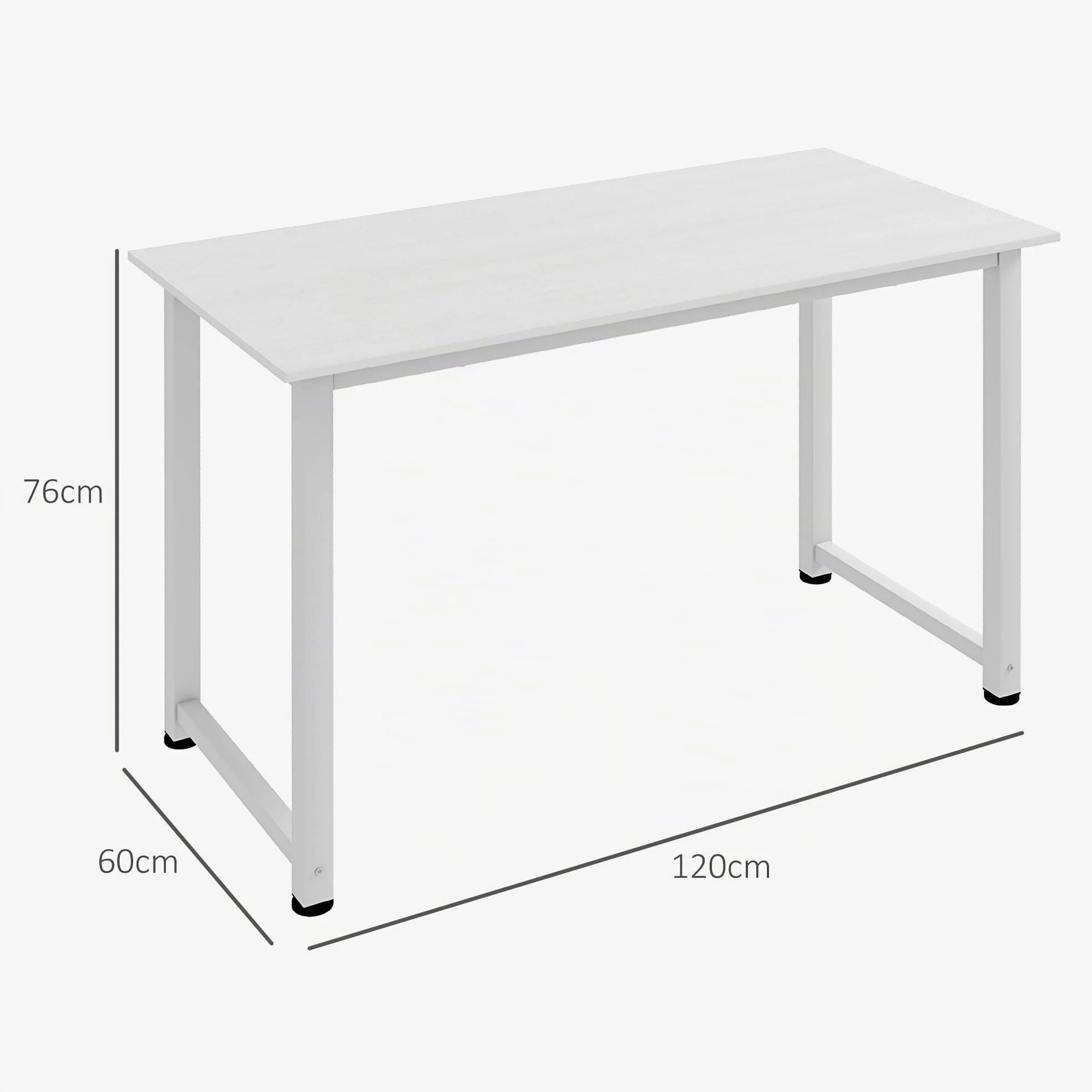 HOMCOM Table d'ordinateur Multifonction 120L x 60l x 76H cm Blanc | Table de Salle à Manger, Grand Plateau, Cadre Robuste en Métal