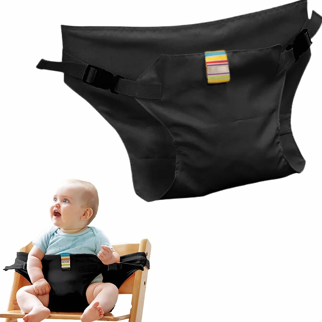 Harnais de Voyage pour Chaise Haute Portable pour Bébés, Sangle Réglable de Sécurité, Respirant (Noir)