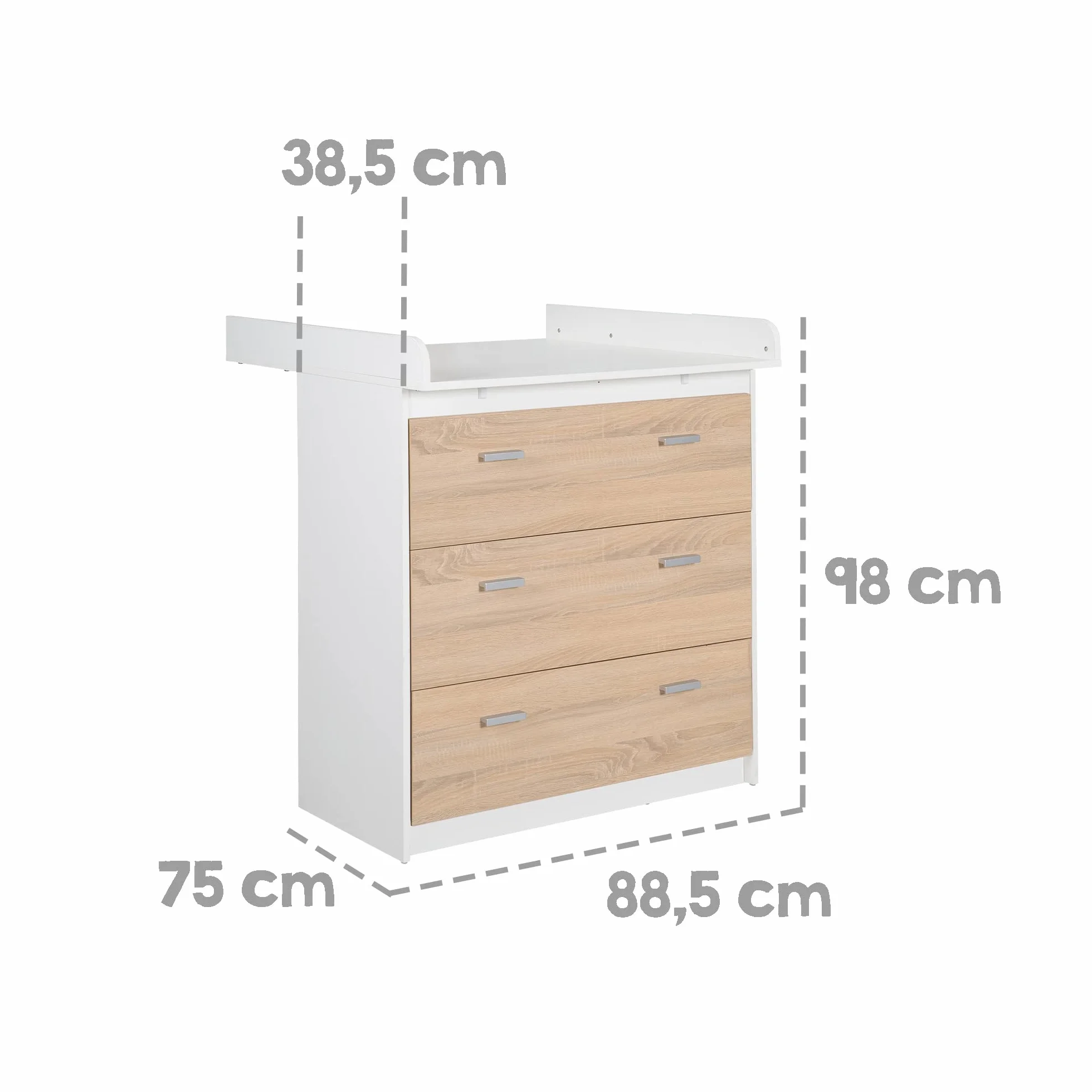 roba Gabriella Chambre Bébé Complète Lit Évolutif 70x140 cm Commode à Langer Armoire 3 Portes Blanc Décor Bois