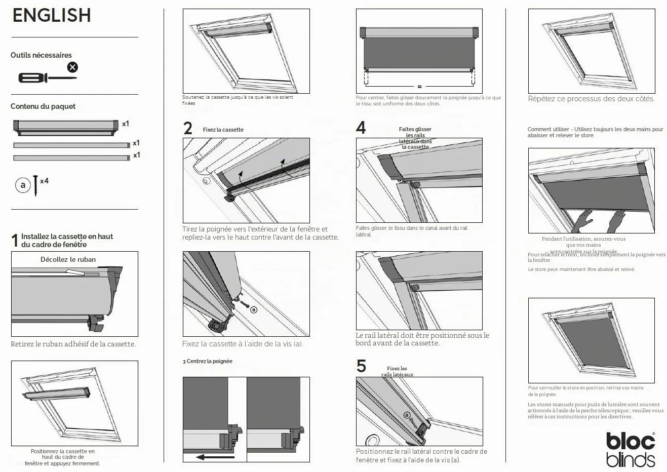 Bloc Skylight Blind 1 (55/78) pour fenêtres de Toit Fakro, Noir