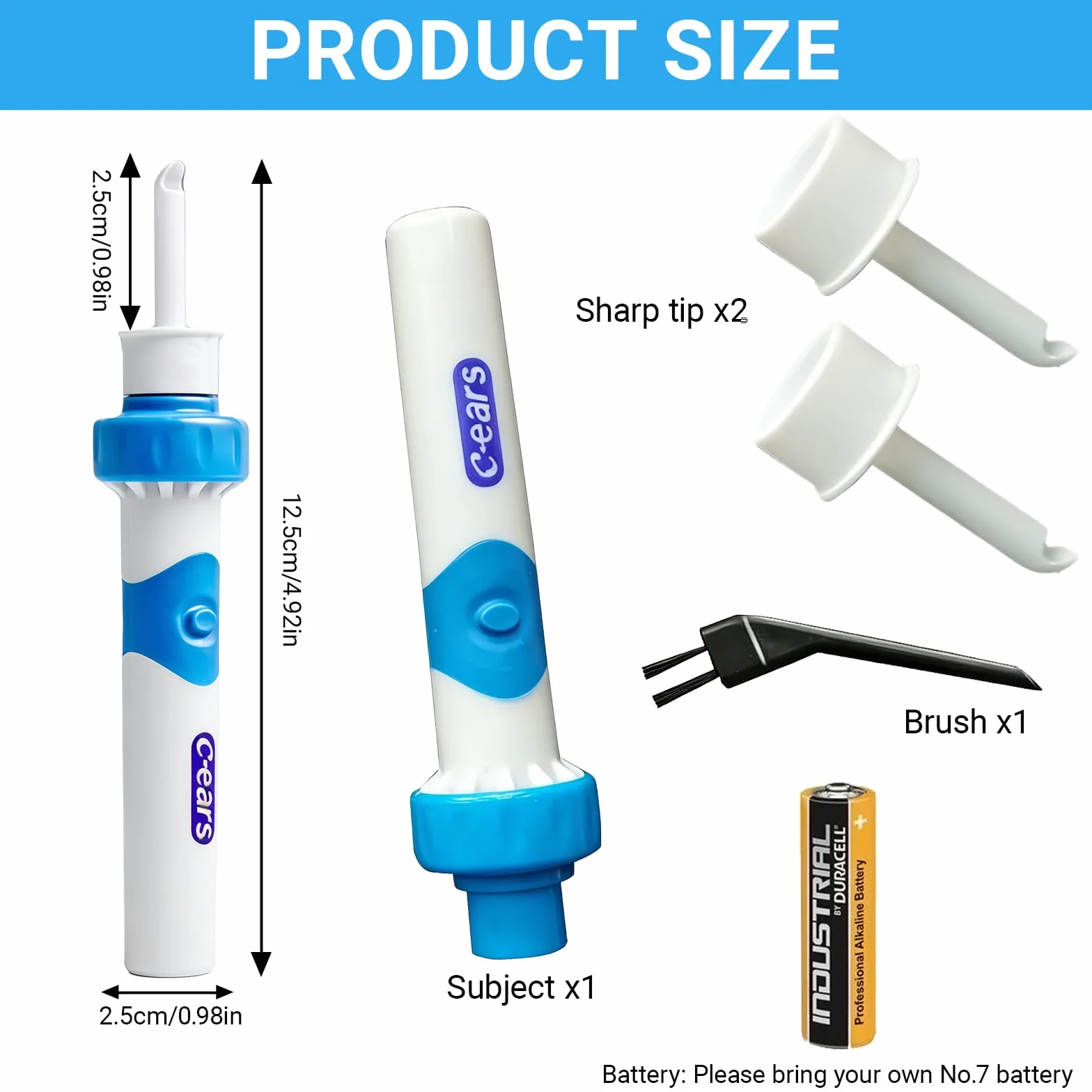 Extracteur de Cérumen Électrique Nettoyage Oreilles Bébé Enfants Adulte 2 Têtes Rechange Lavables Brosse