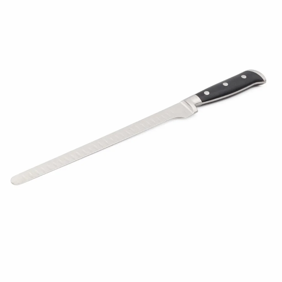 LAGUIOLE Cuisson Couteau à Saumon/Jambon Noir 38,5cm Lame 25cm Acier Inoxydable 420J2 Poignée ABS