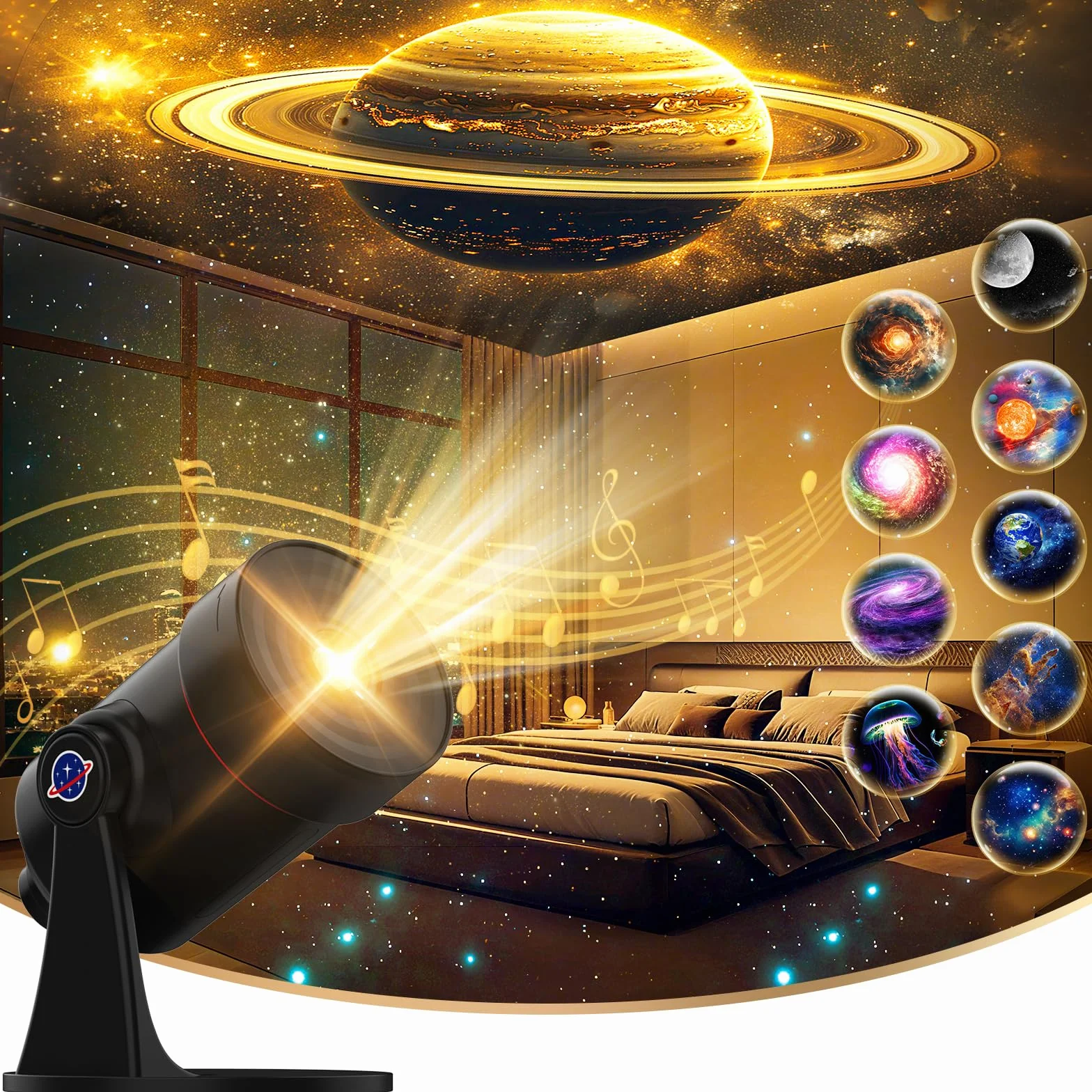 VanSmaGo Projecteur Ciel Étoilé Galaxie, Galaxy Projecteur Chambre 360° Rotatif avec Minuterie