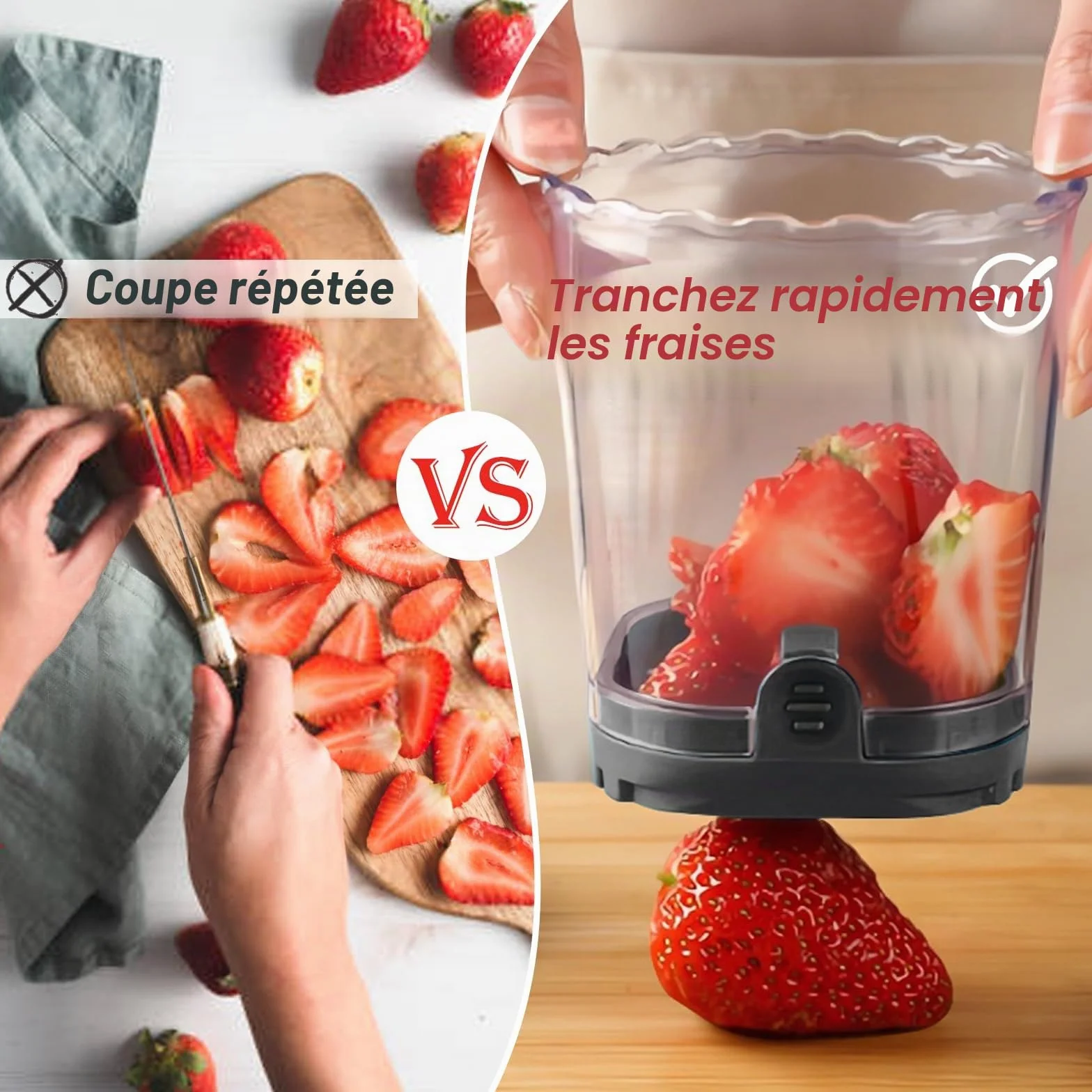 Coupe-fruits amovible avec plaque de poussée Trancheuse à fraises banane œufs Gadget de cuisine (noir)