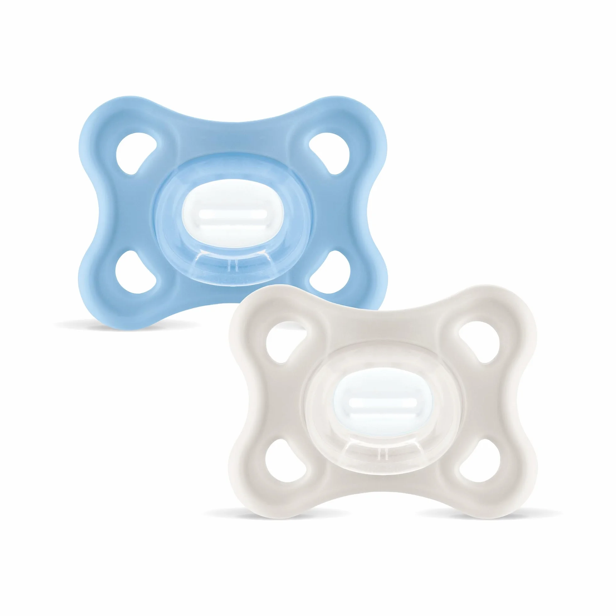 Sucette MAM Comfort lot de 2, silicone 100%, étui porte-sucette, 3-12 mois, bleu clair