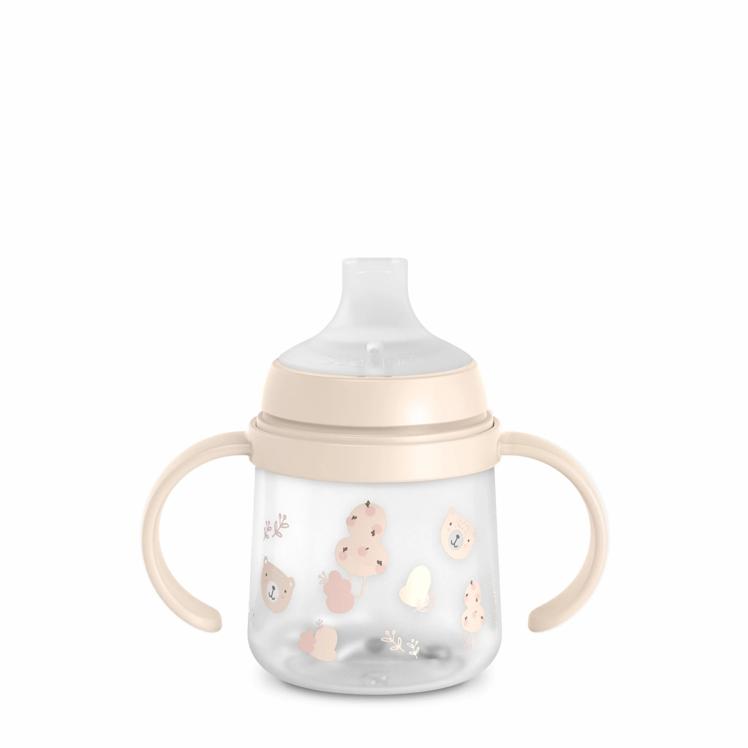 Suavinex Biberon à Anses Tasse Apprentissage Bébé Bec Souple Silicone Anti-Colique 150 ml Wild&Free Rose