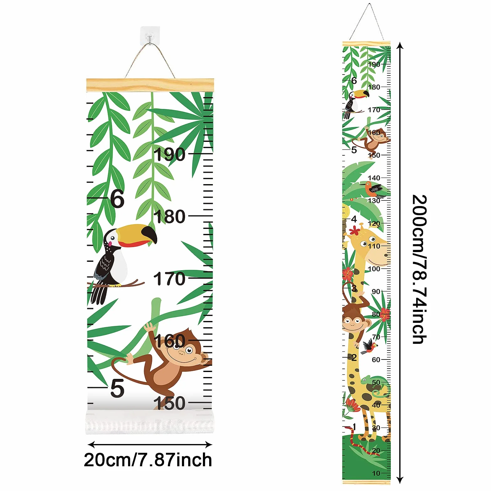 Règle de Croissance Murale Dinosaure pour Enfants 200cm x 20cm
