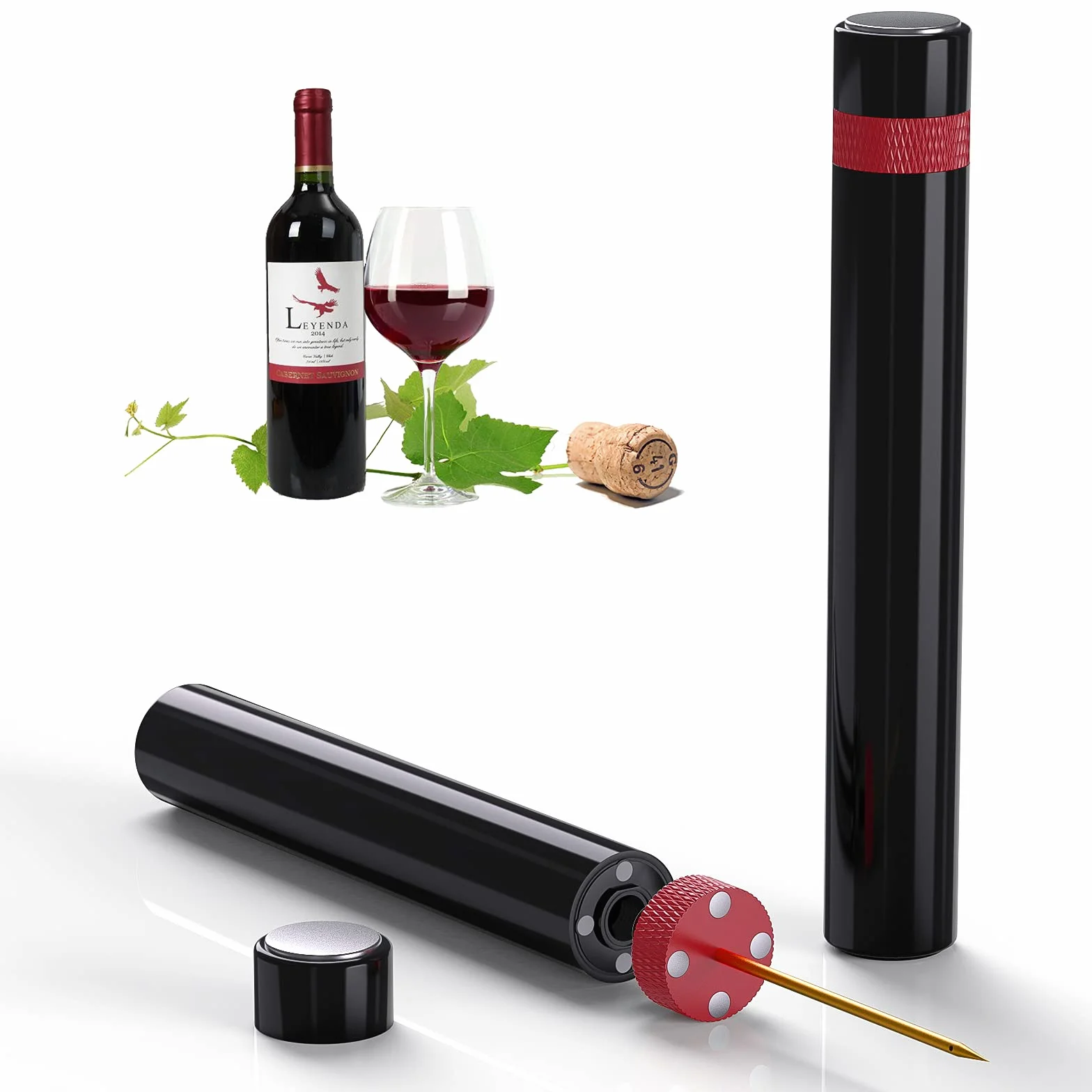 Quntis Tire-Bouchon à Pression d'air 7S, Décapsuleur à Vin Rouge, Pompe à Bouteille Portable