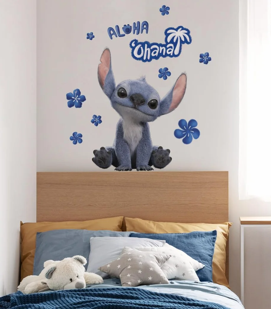 Disney Lilo and Stitch Live Action Ohana Mural Sticker 50x70 cm Bleu Décoration Murale Chambre Enfant