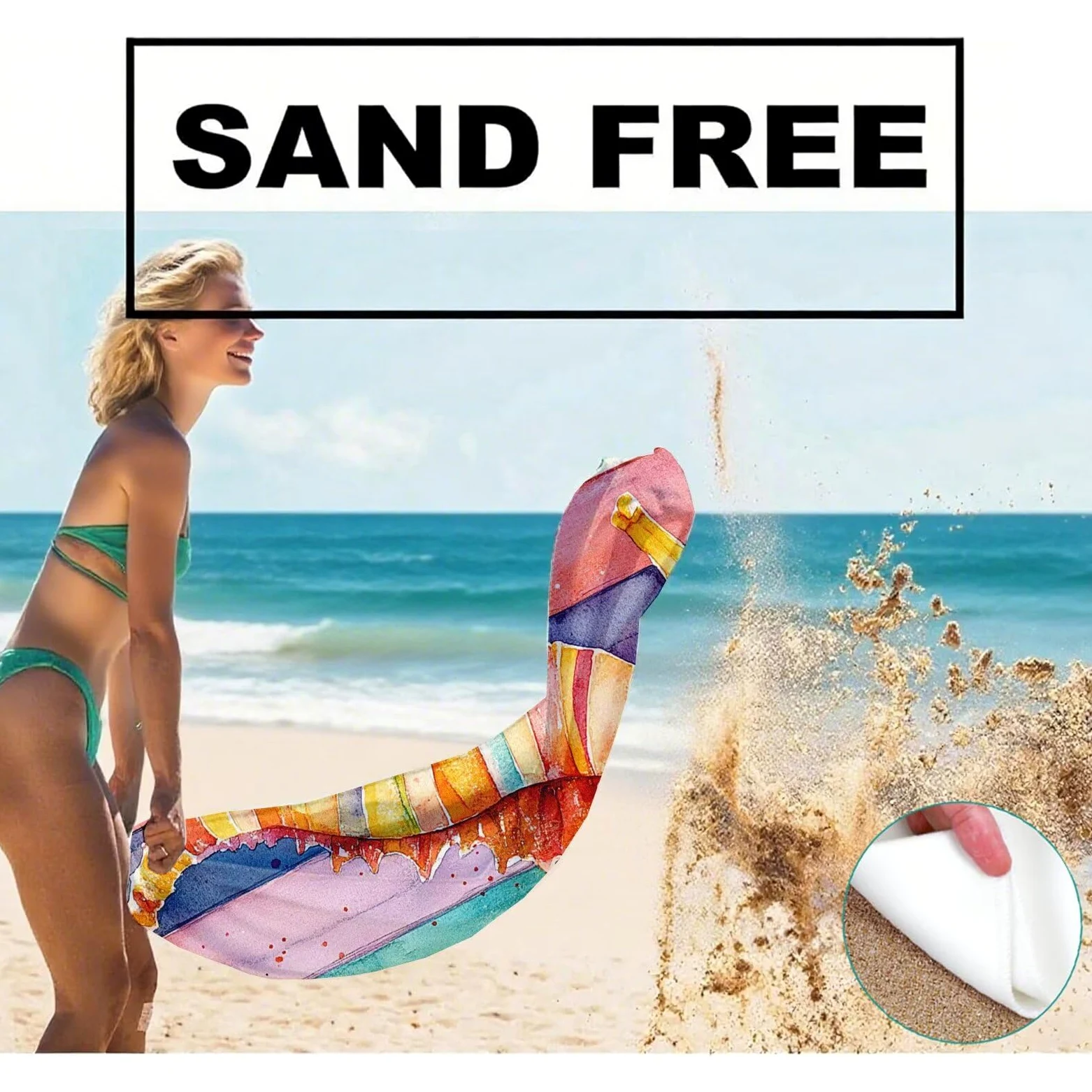 Serviette de Plage XXL 100x200 cm,Hippocampe Serviette Plage Microfibre avec Séchage Rapide, Anti-Sable, Absorbante Fonction Design pour Vacances Piscine Pique-Nique Voyages Yoga, Cadeau Femme Q-686