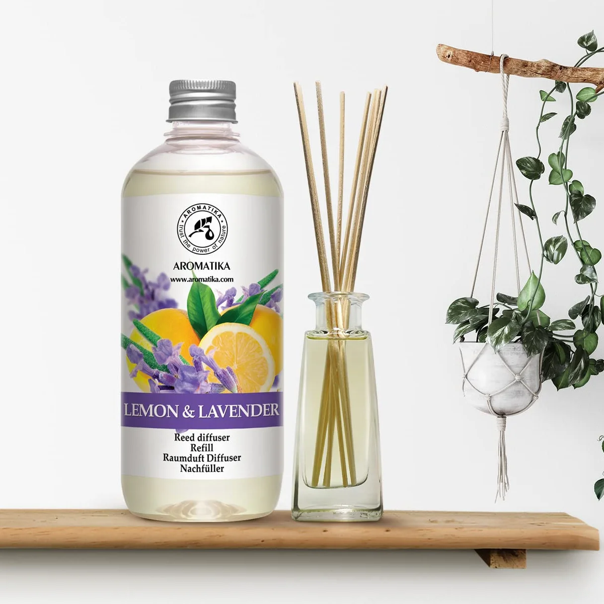 Diffuseur de Parfum Citron-Lavande 500ml - Aromathérapie - Huile Essentielle - Parfum d'Ambiance Frais et Longue Durée