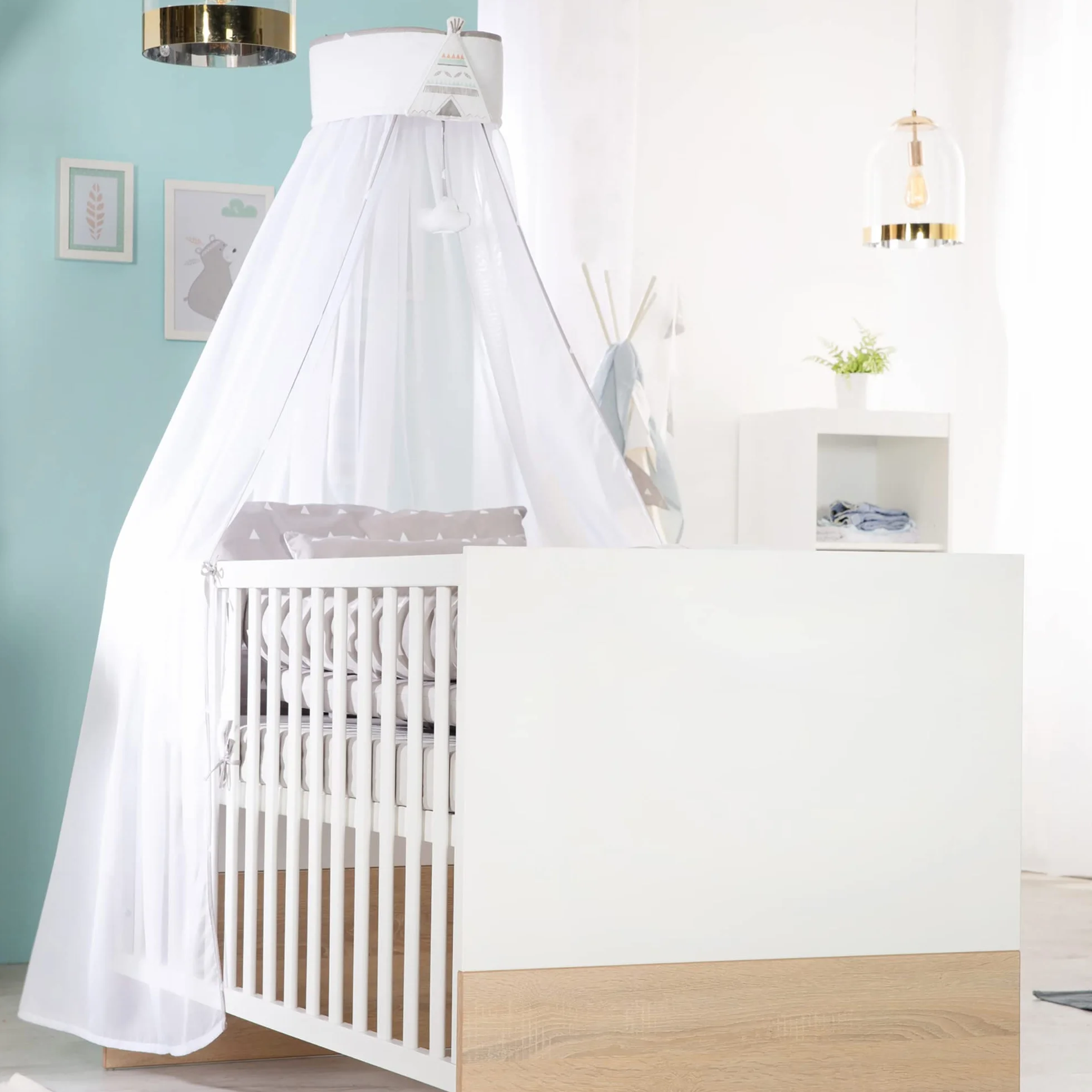 roba Chambre Bébé Duo Gabriella Lit Évolutif 70 x 140 cm Commode à Langer Meubles Certifiés EPH Blanc Décor Bois