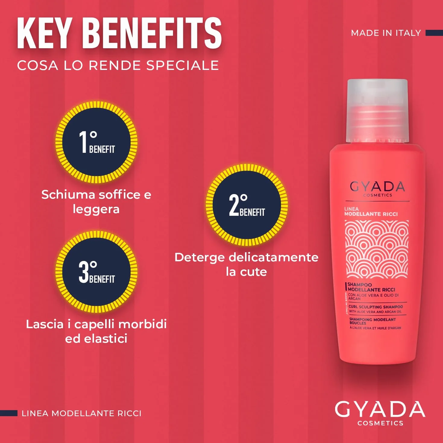 GYADA COSMETICS Shampooing Remodelant Bouclé cheveux bouclés ondulés Aloe Vera huile Argan 100 ml
