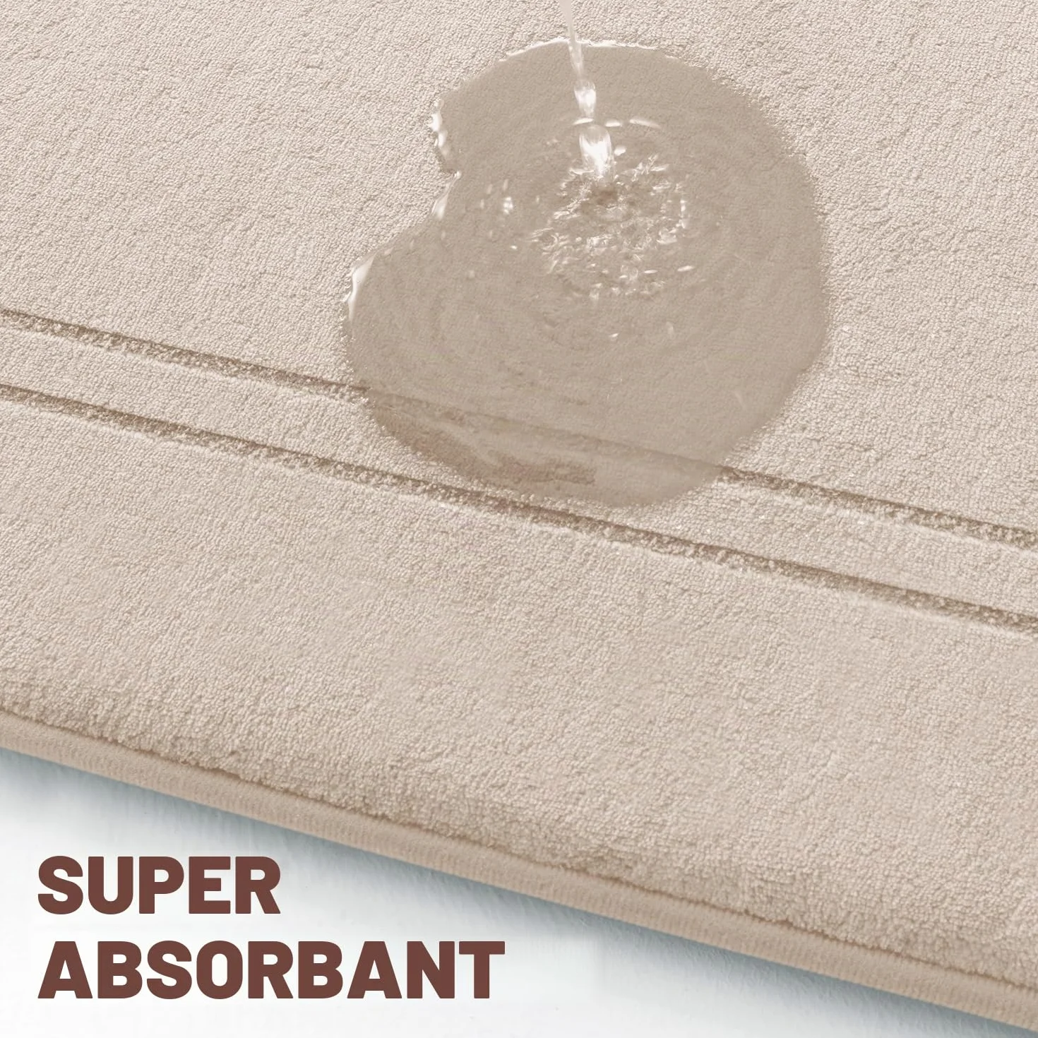 Chakme Tapis de Bain en Mousse à Mémoire de Forme Absorbant Antidérapant 43 x 61 cm Beige