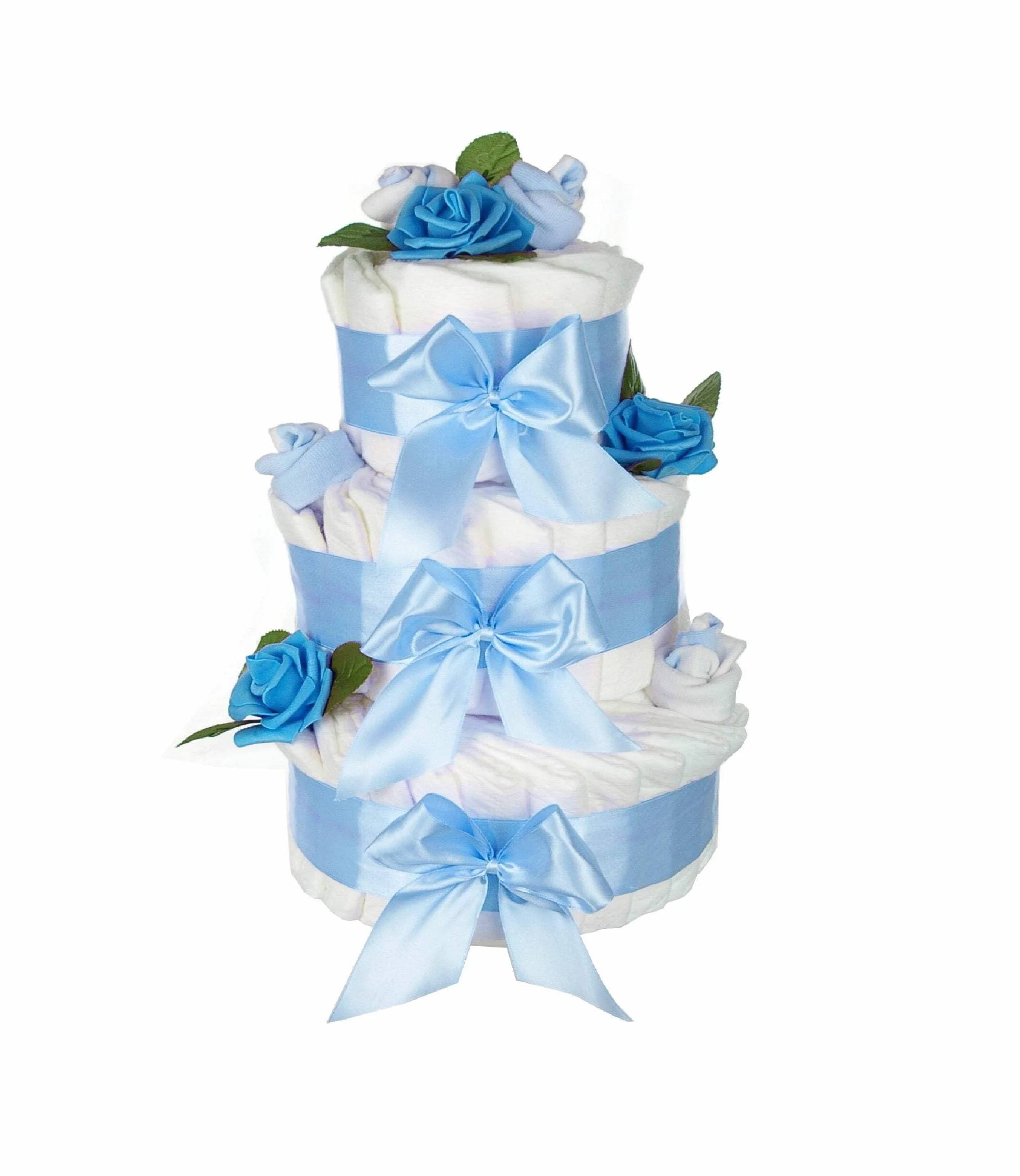 Gâteau de couches XXL bleu pour garçon 63 pièces 45 cm Cadeau de naissance