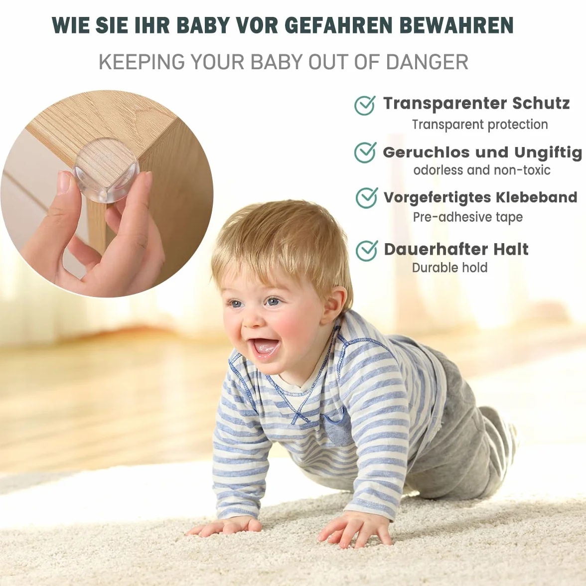 FUHOMI 20 PCS Table Corner Protectors Baby Safety Edge Guard with Strong Adhesive for Furniture