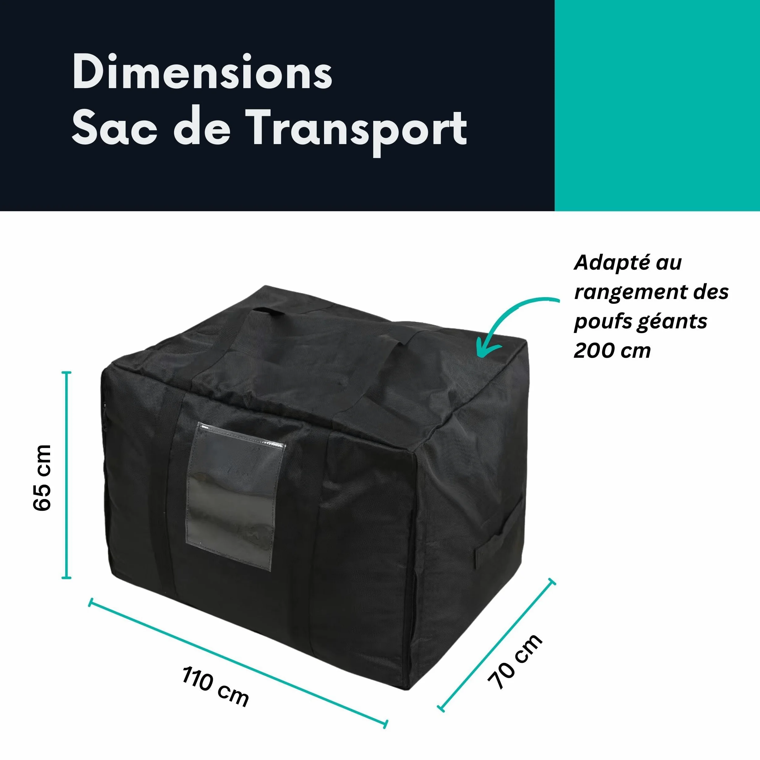 bananair Sac de Rangement sous Vide XXL + Grand Sac de Rangement et Transport - Résistant et Pratique pour Ranger Votre Gros Pouf XXL de 200 cm