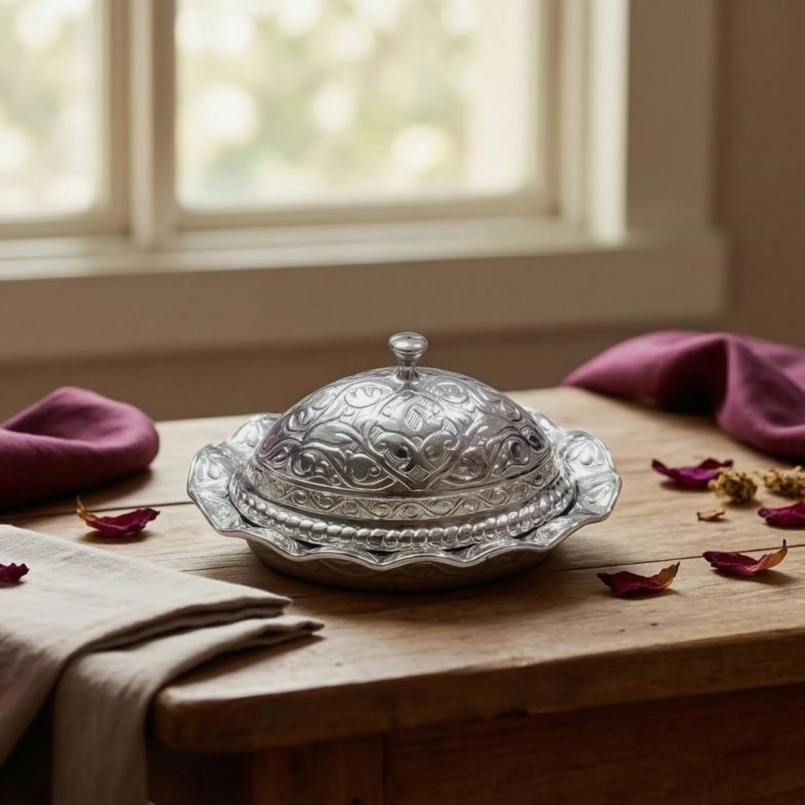 Boîte à Sucre Turque Gaufré Sucrier avec Couvercle Vintage Récipient pour Collectionneurs, Extra Large Et Épais