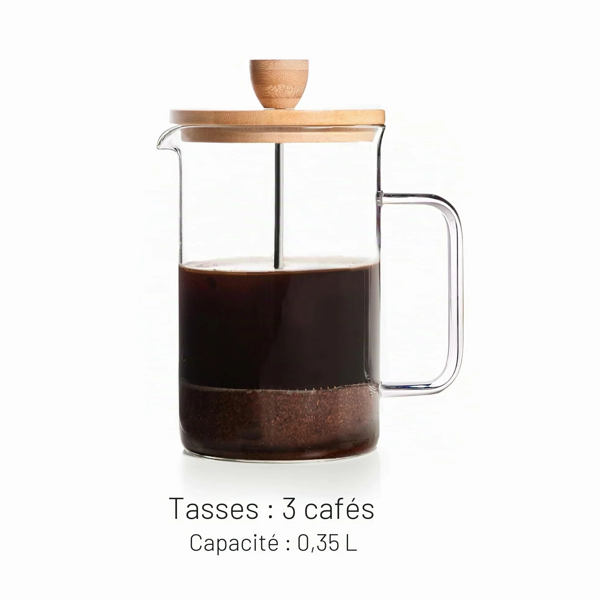 Lacor Cafetière française presse café 3 tasses 0,35 L acier bois