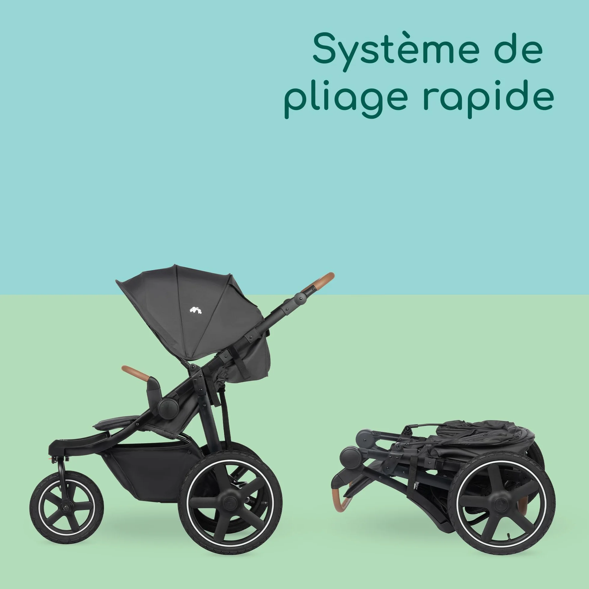 Bebeconfort Cloudy Poussette Tout Terrain 0-4 ans 22 kg Pliage Rapide Guidon Réglable Mineral Graphite