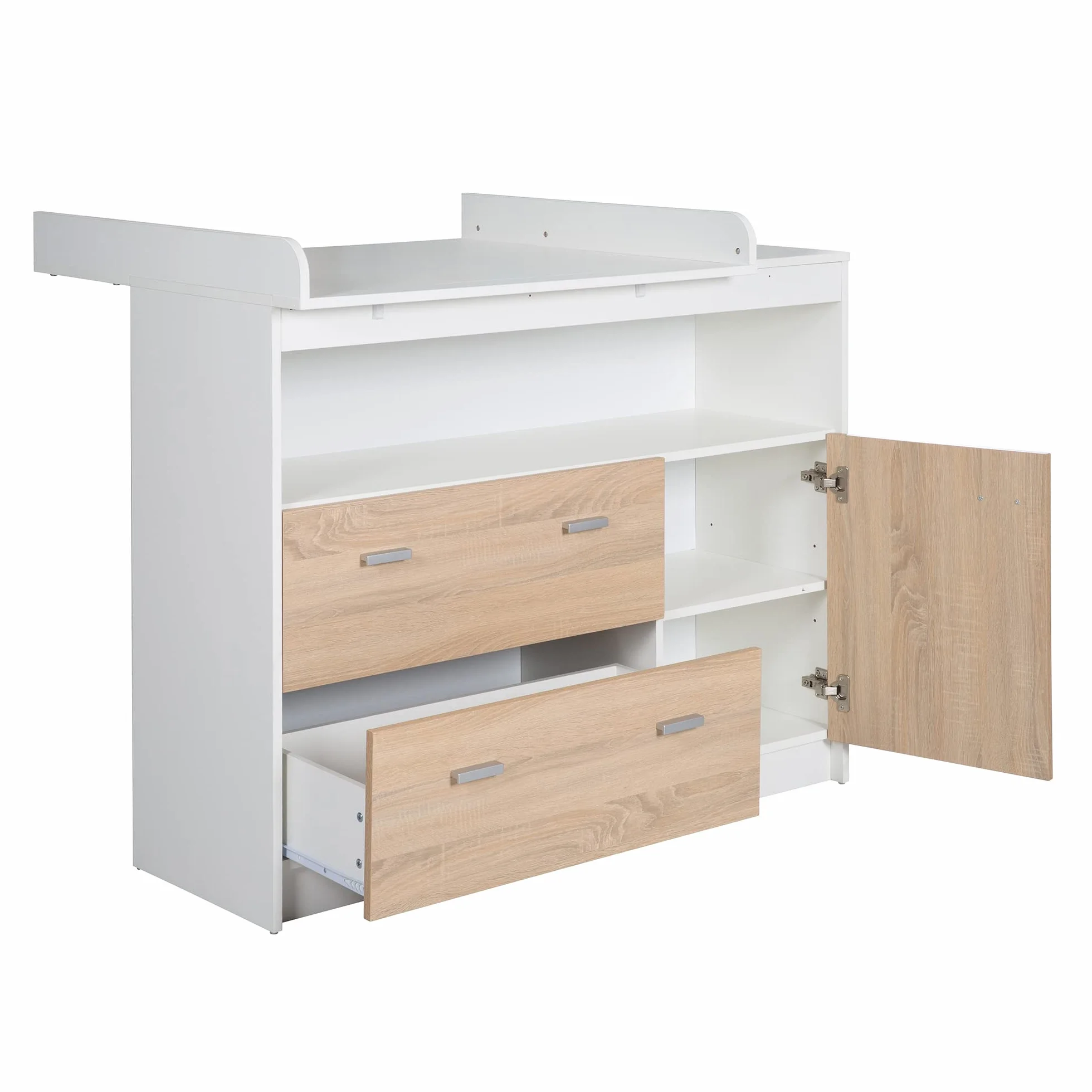 roba Chambre Bébé Duo Gabriella Lit Évolutif 70 x 140 cm Commode à Langer Meubles Certifiés EPH Blanc Décor Bois