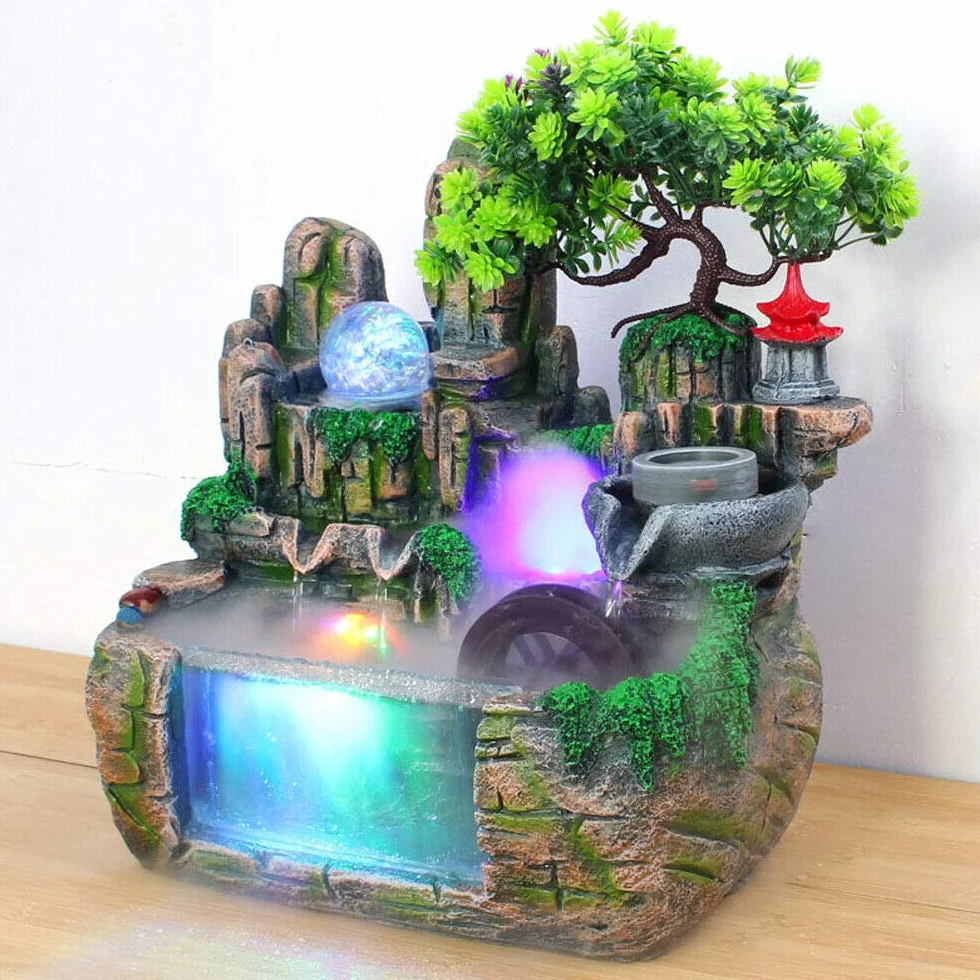 Fontaine d'intérieur LED Fengshui cascade décoration bureau maison