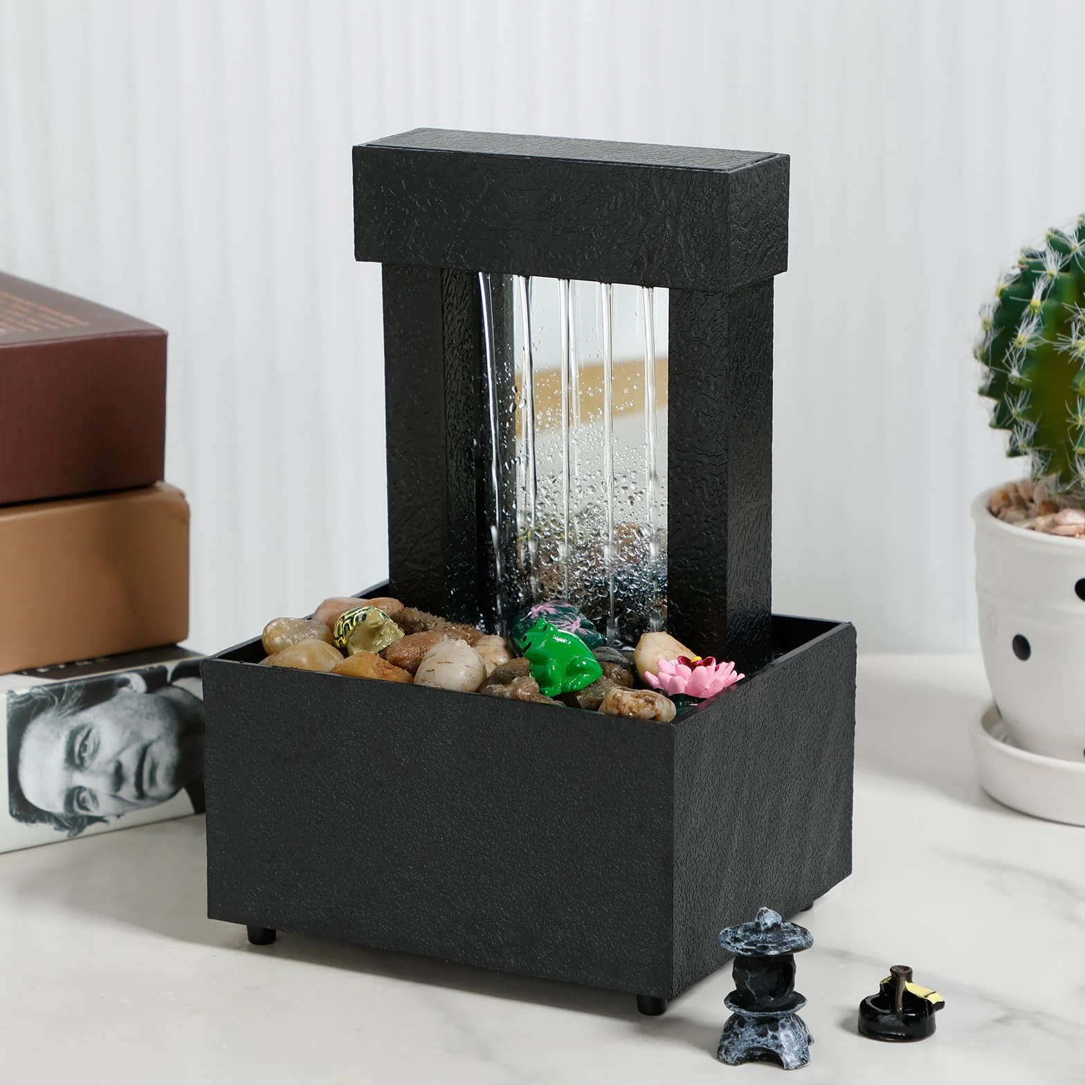 Fontaine de table mini fontaine à eau d'intérieur avec lumière USB décoration de bureau