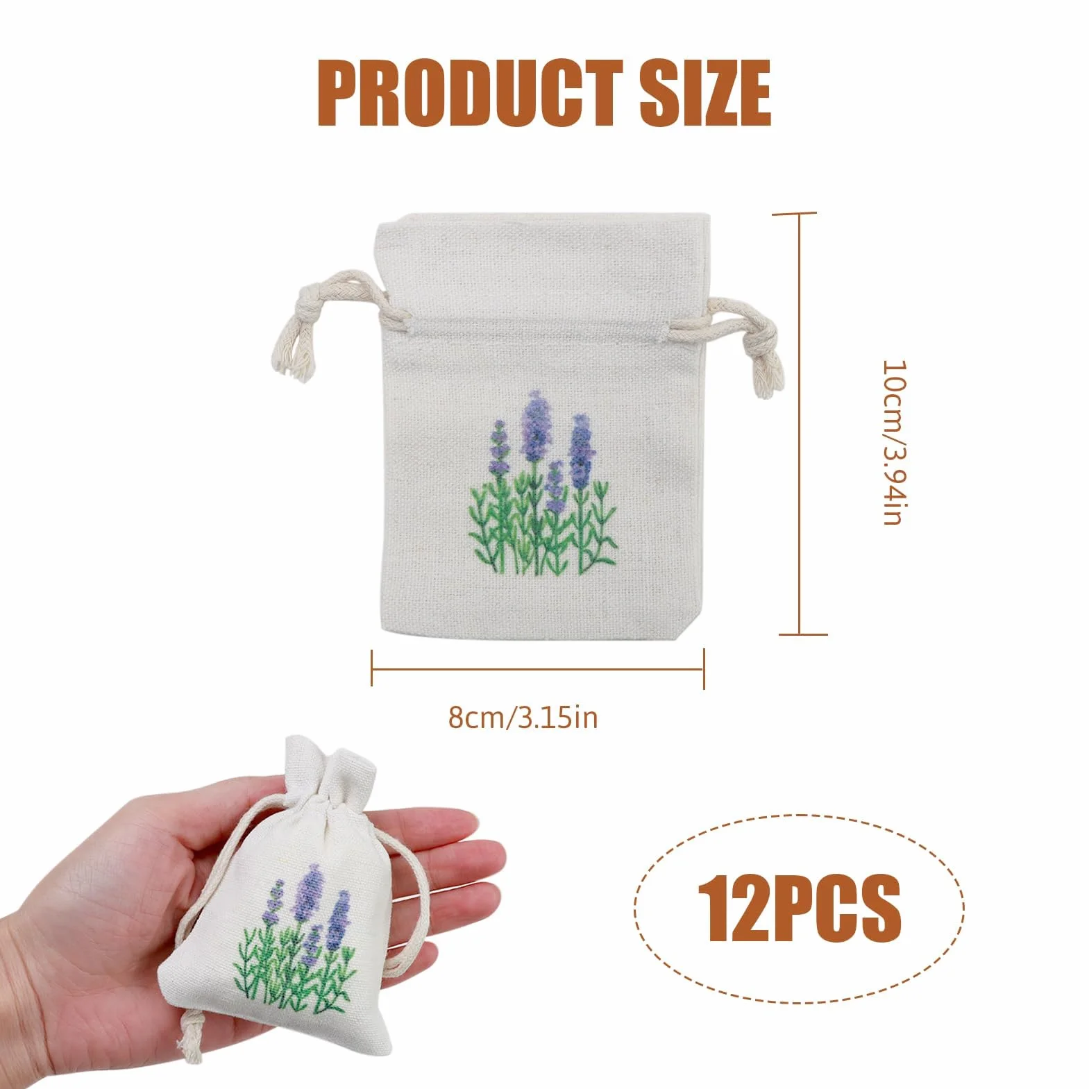 Sachets Lavande Vide Sac de Lavande Parfumés avec Cordon de Serrage Anti Mite pour Armoire Tiroirs 12 Pièces