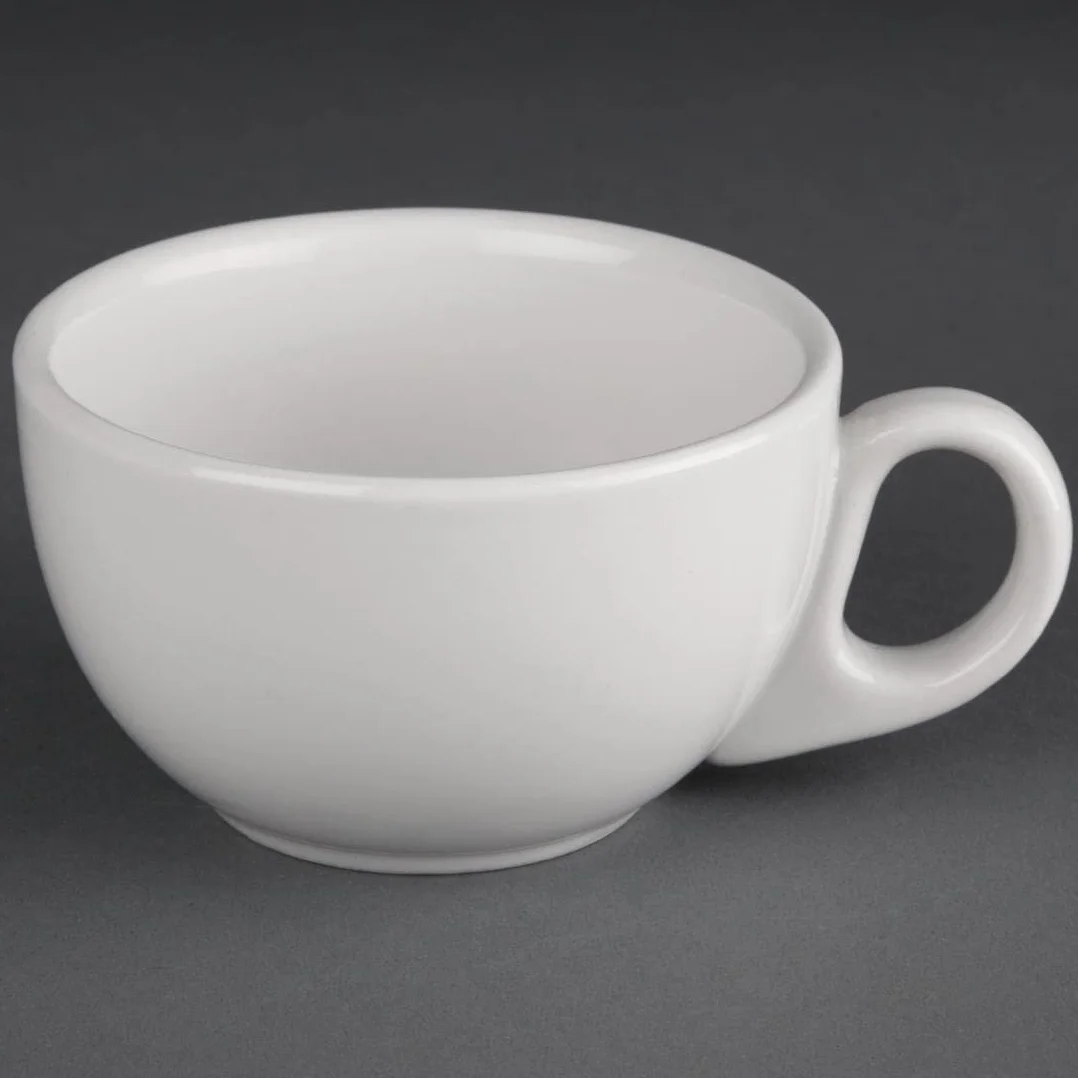 Olympia Athena Tasses empilables 228ml (lot de 24), porcelaine blanche, résistantes aux éclats, compatibles avec la soucoupe CC202, passent au micro-ondes/lave-vaisselle, CC201