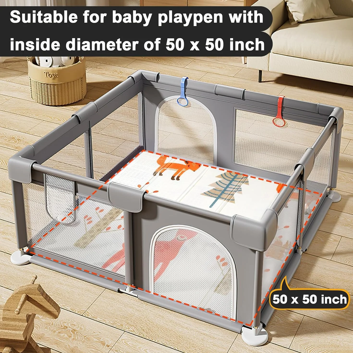 Tapis de Jeux Bebe Pliable 120x120CM XPE Antidérapant Imperméable Reversible