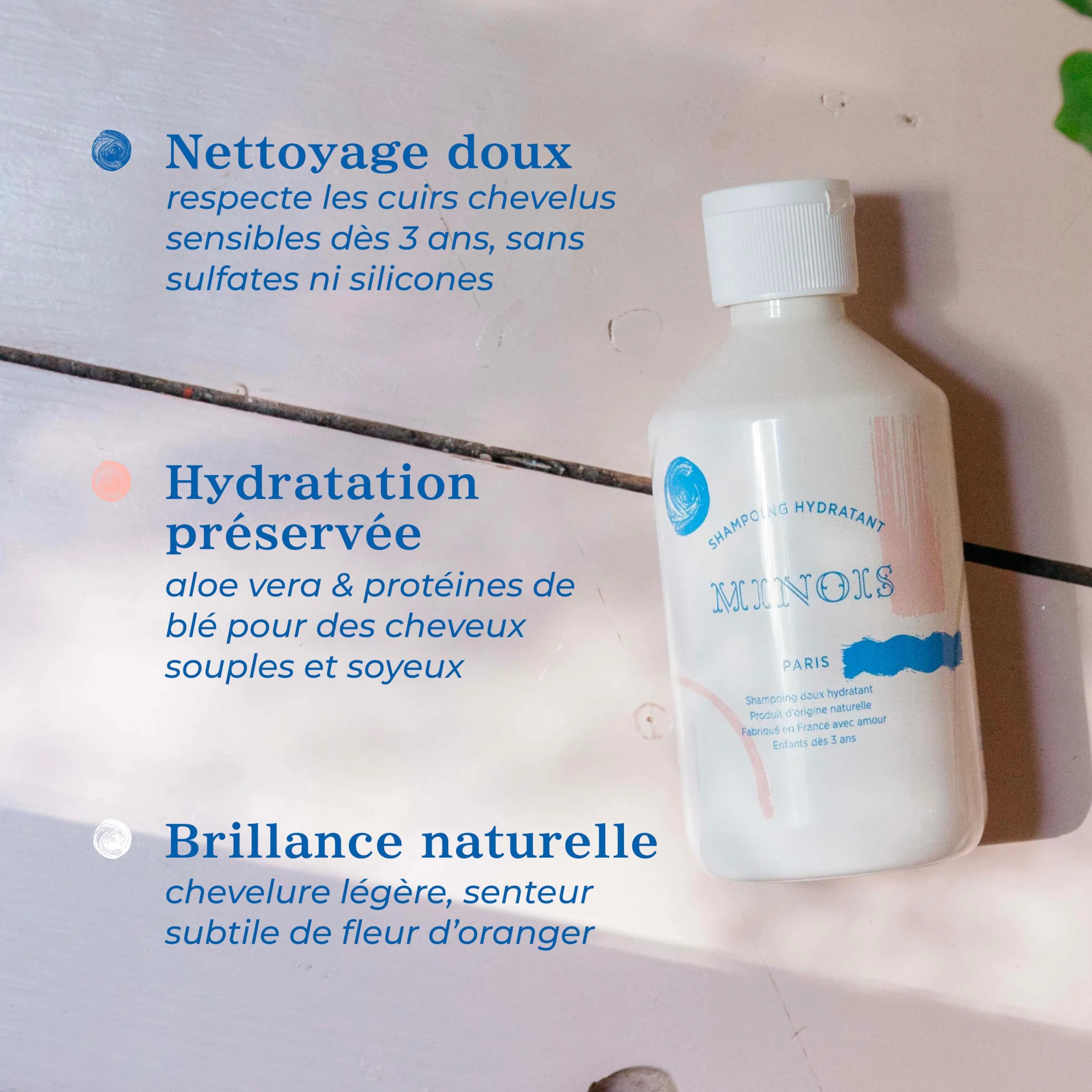Minois Paris Shampoing Enfant Sans Sulfate & Silicone 300ML Fleur d'Oranger Made in France