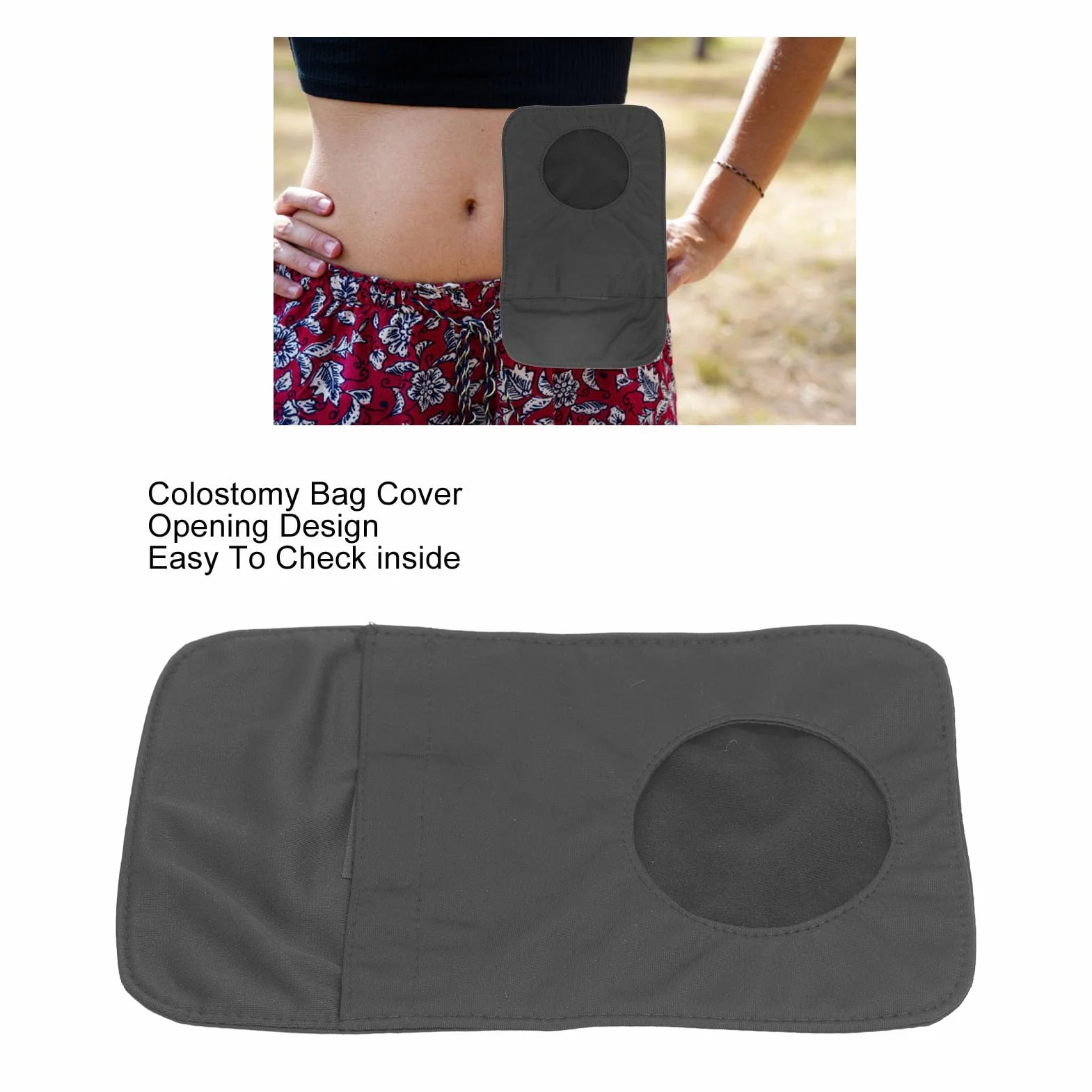 Housse de sac de colostomie noire en coton respirante lavable ajustement universel