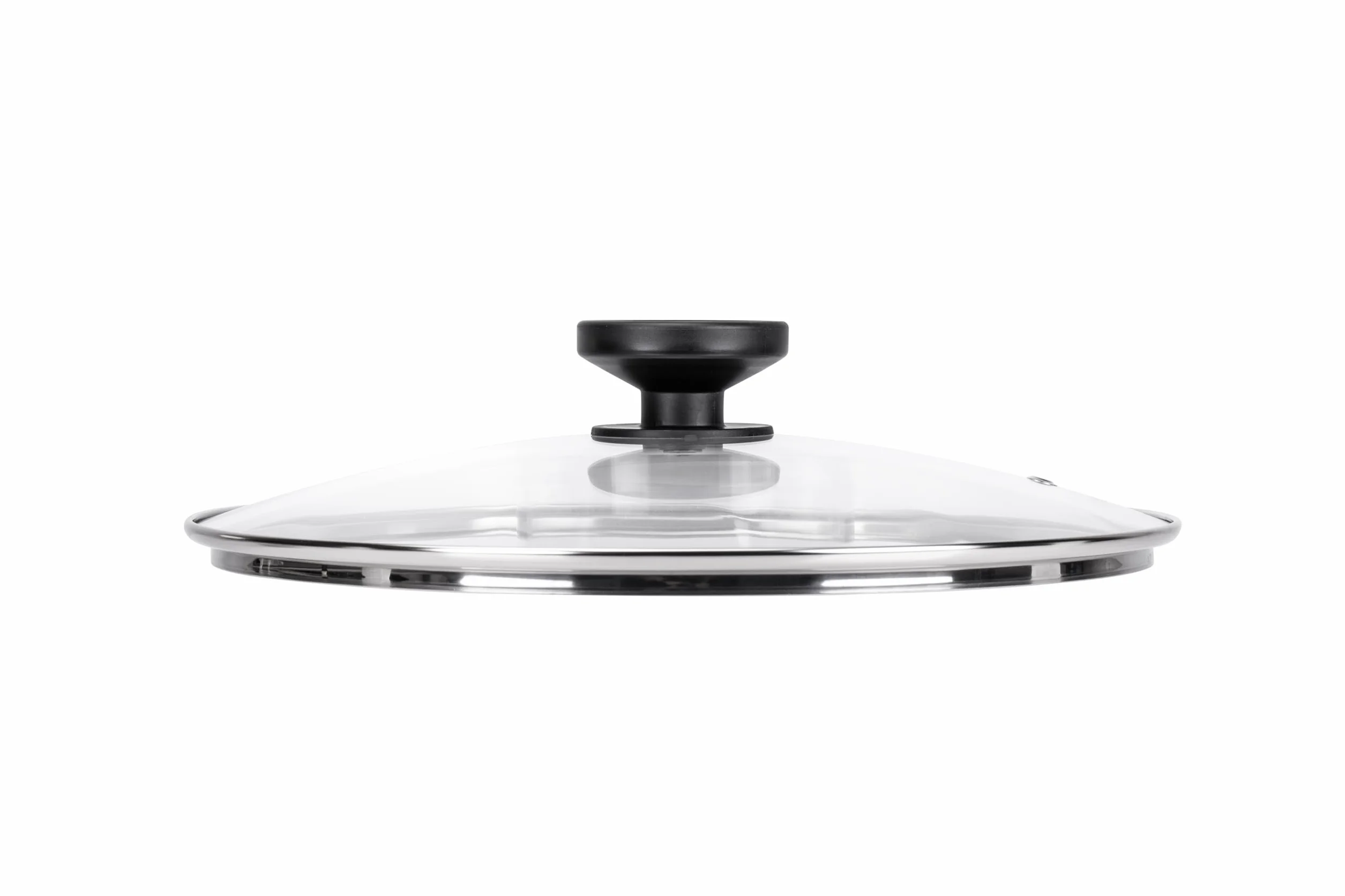 Alluflon Couvercle en Verre Trempé 24 cm, Rebord Acier Inoxydable, Résistant Haute Température